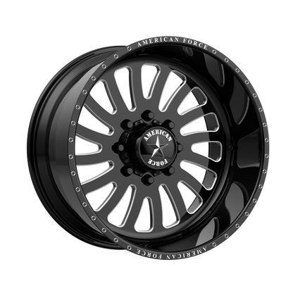 24x14 American Force AFW 74 Octane Black Mach FORGED SS Wheel 6x135 (-73mm)
