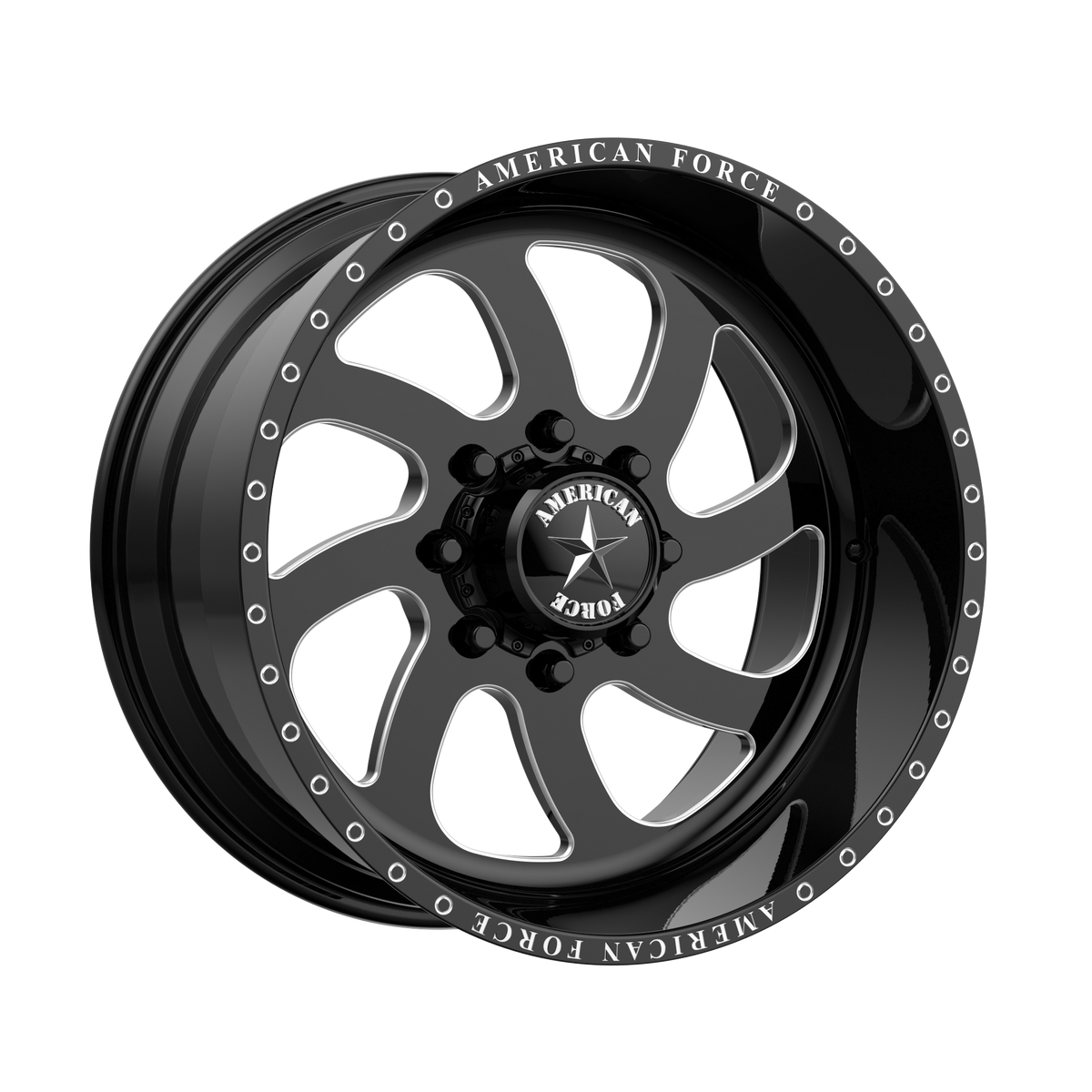 26x12 American Force AFW 76 Blade Gloss Black Mach FORGED SS Wheel 8x180 (-40mm)