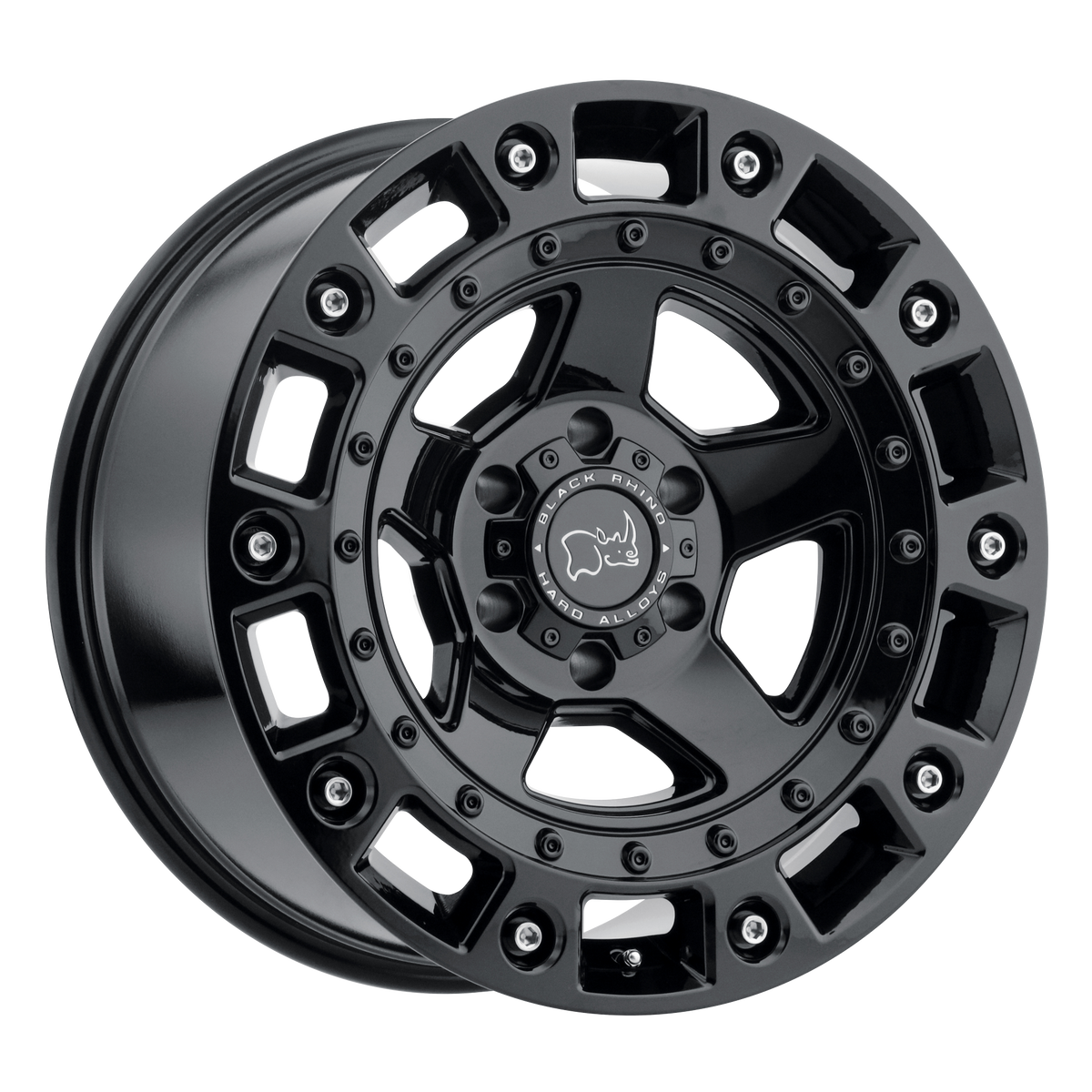20x9.5 Black Rhino CINCO GLOSS BLACK W/ STAINLESS BOLT Wheel 6x5.5 (-18mm)