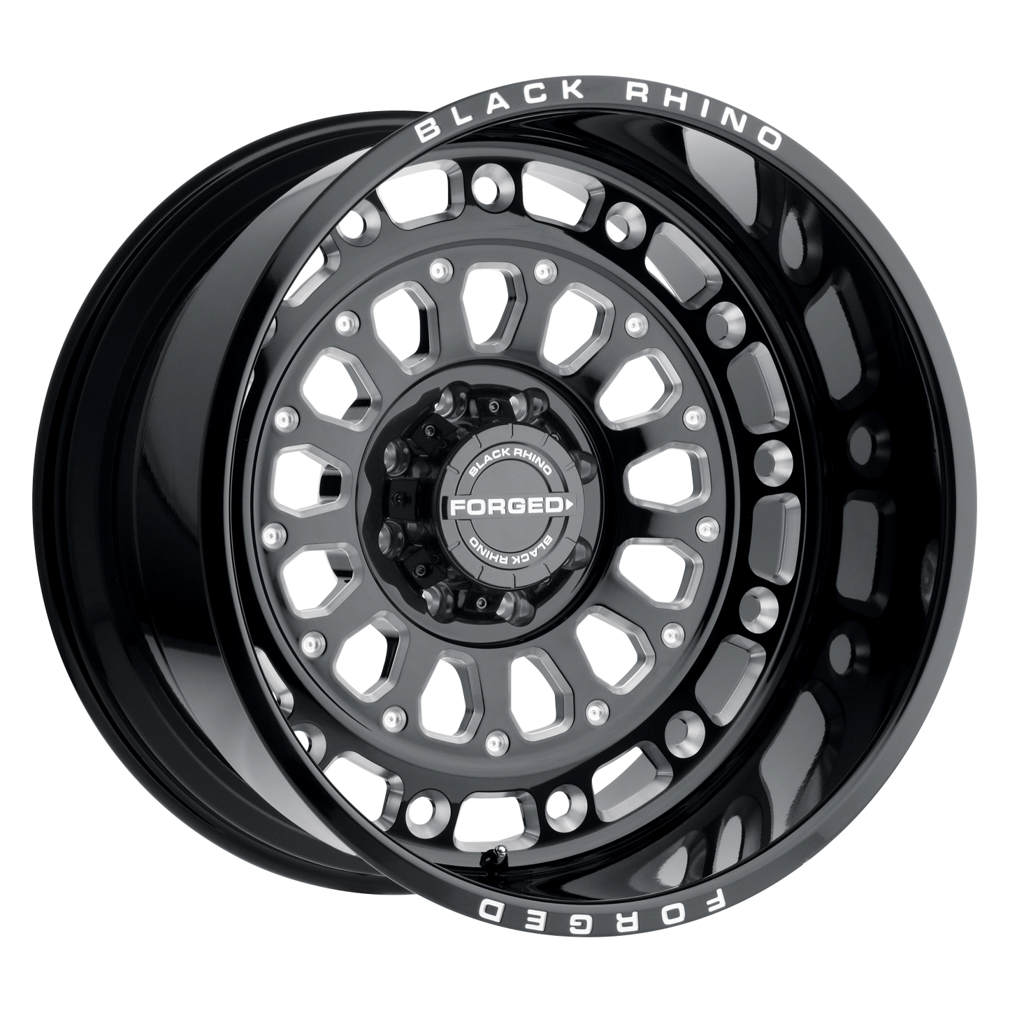 24x14 Black Rhino CENTURION GLOSS BLACK W/ MILLED SPOKES Wheel 8x180 (-76mm)