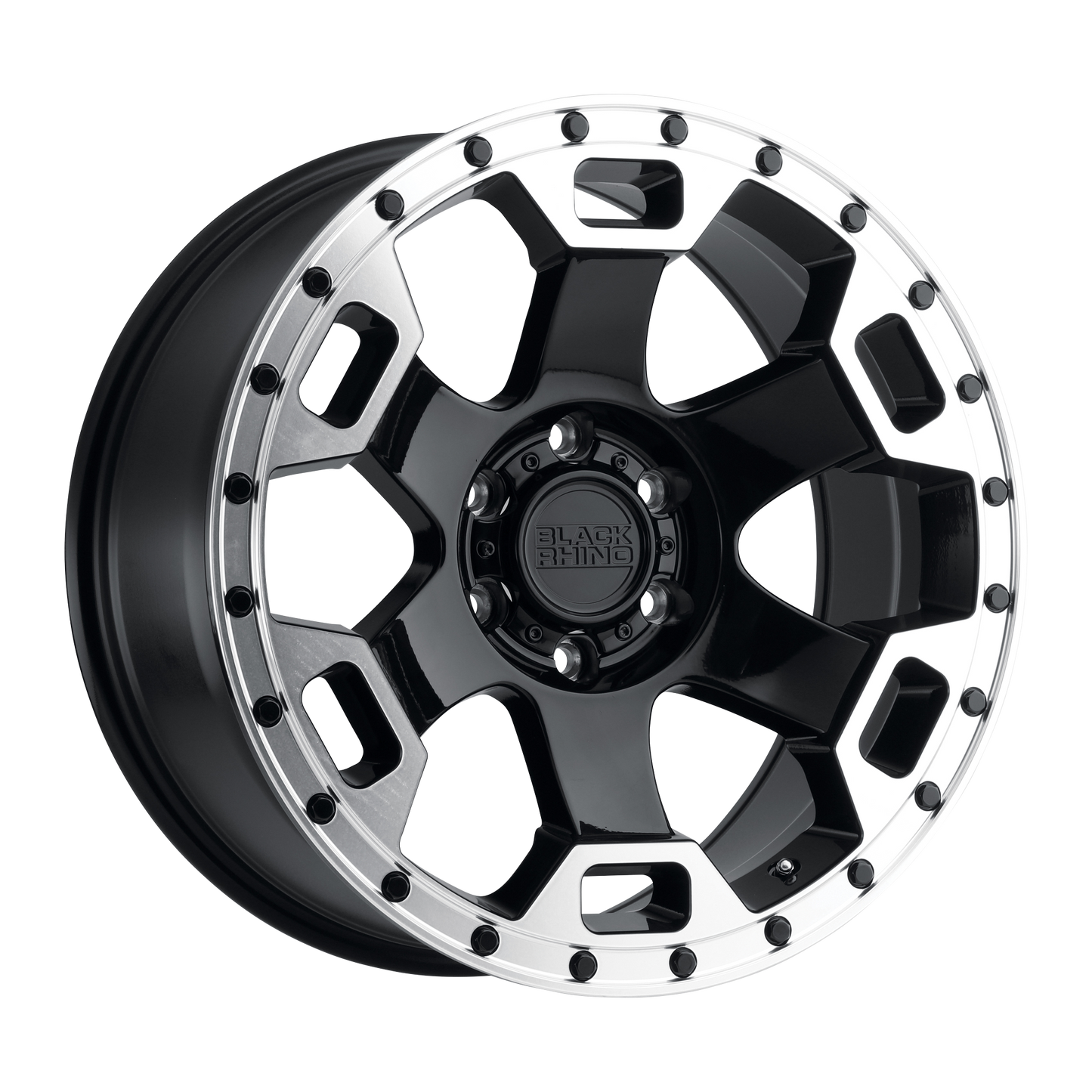 20x9 Black Rhino GAUNTLET GLOSS BLK W/ MIRROR MACHINED RING Wheel 5x5 (-18mm)
