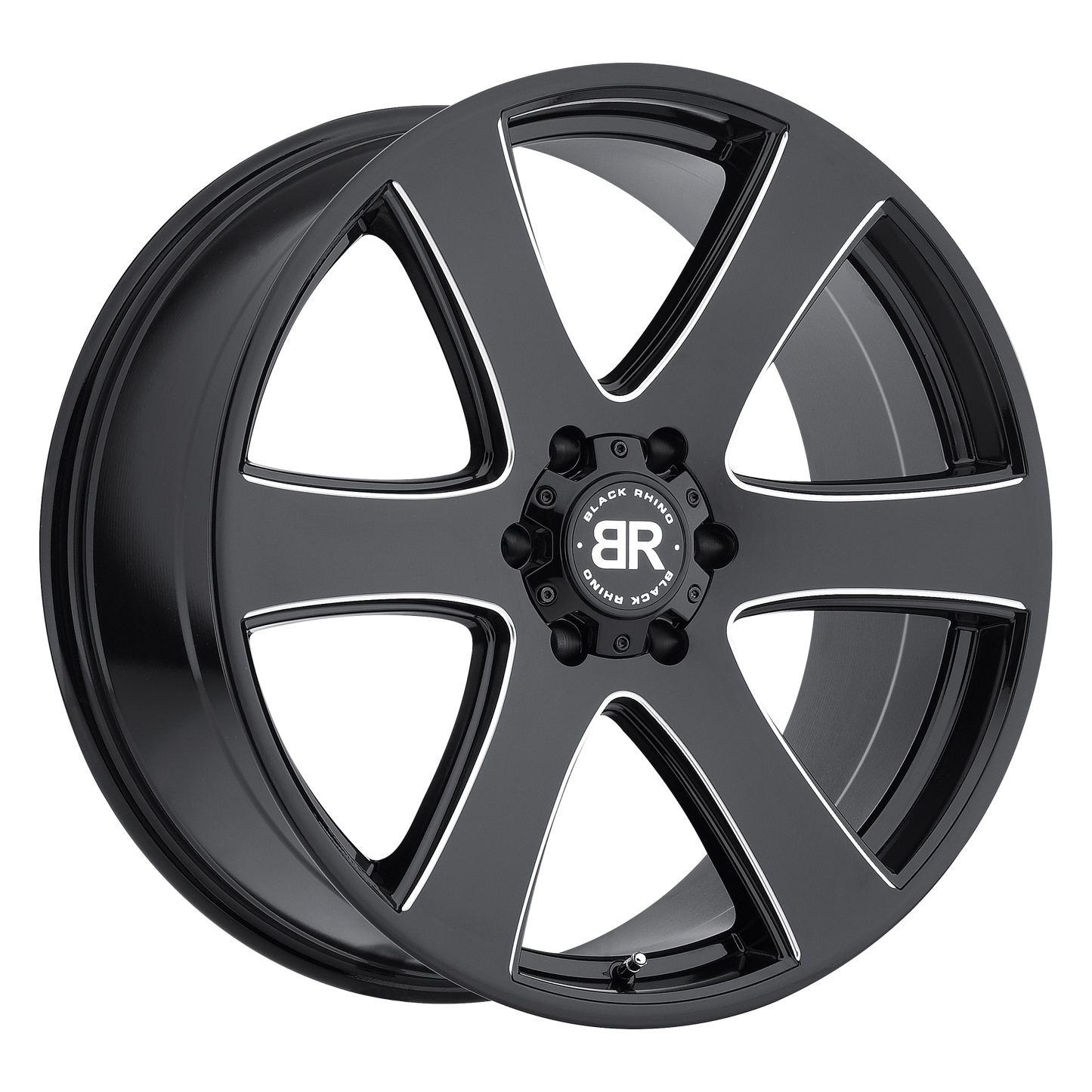 20x8.5 Black Rhino HAKA GLOSS BLACK W/ MILLED SPOKES Wheel 6x5.5 (30mm)
