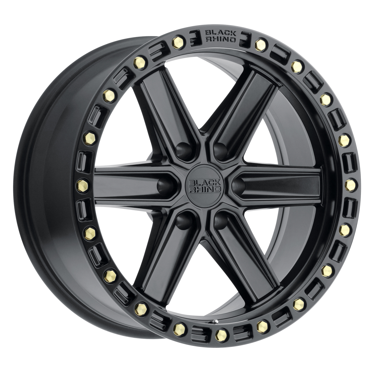 18x9 Black Rhino HENDERSON MATTE BLACK W/ BRASS BOLTS Wheel 6x5.5 (-12mm)