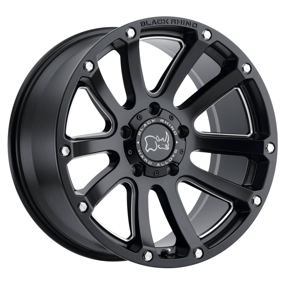 17x9.5 Black Rhino HIGHLAND MATTE BLACK W/ MILLED SPOKES Wheel 6x135 (12mm)