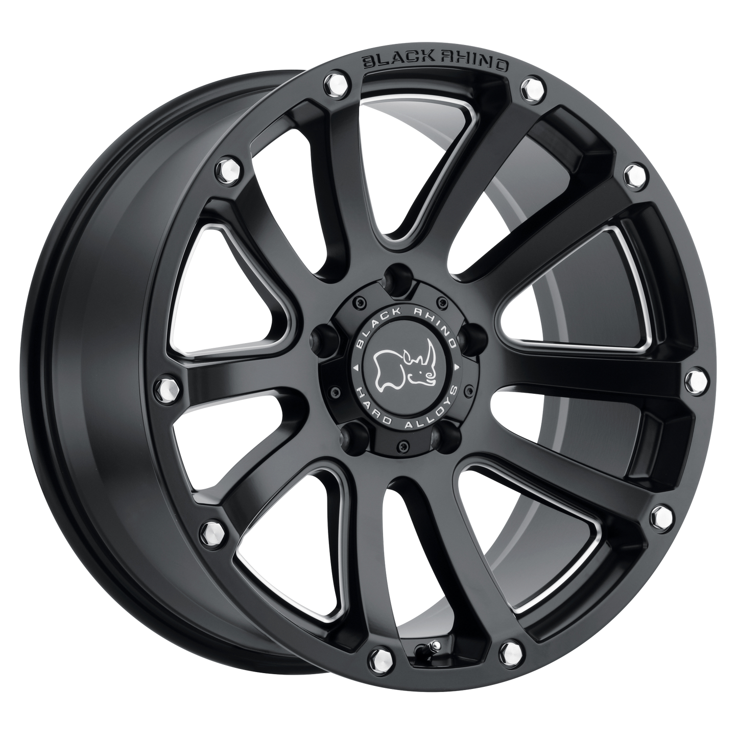 17x9.5 Black Rhino HIGHLAND MATTE BLACK W/ MILLED SPOKES Wheel 6x5.5 (-12mm)