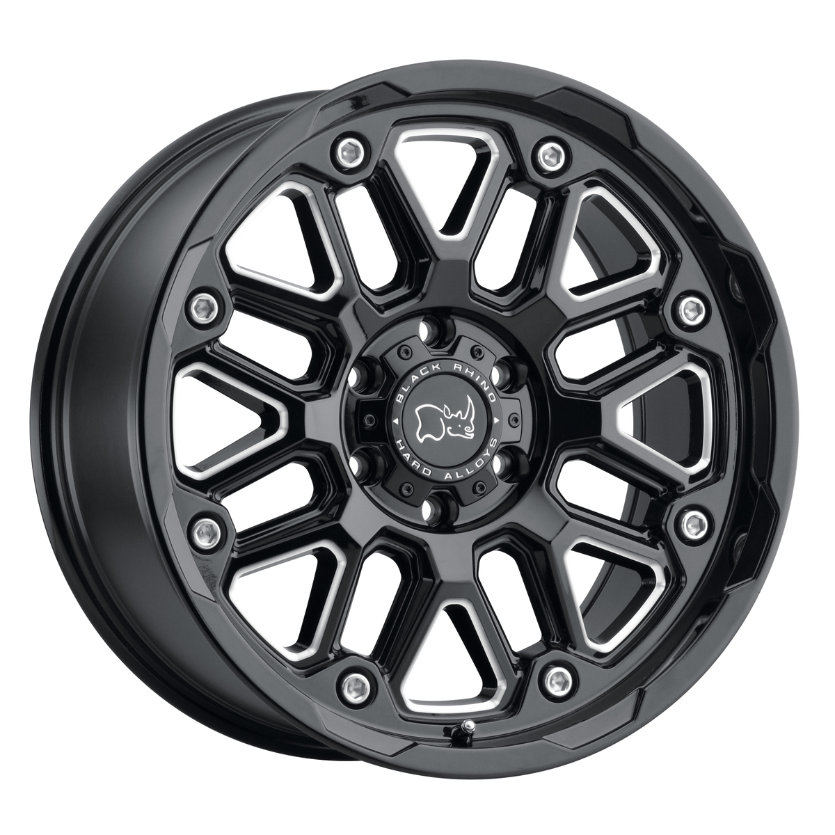 18x9.5 Black Rhino HOLLISTER GLOSS BLACK W/ MILLED SPOKES Wheel 5x5.5 (2mm)