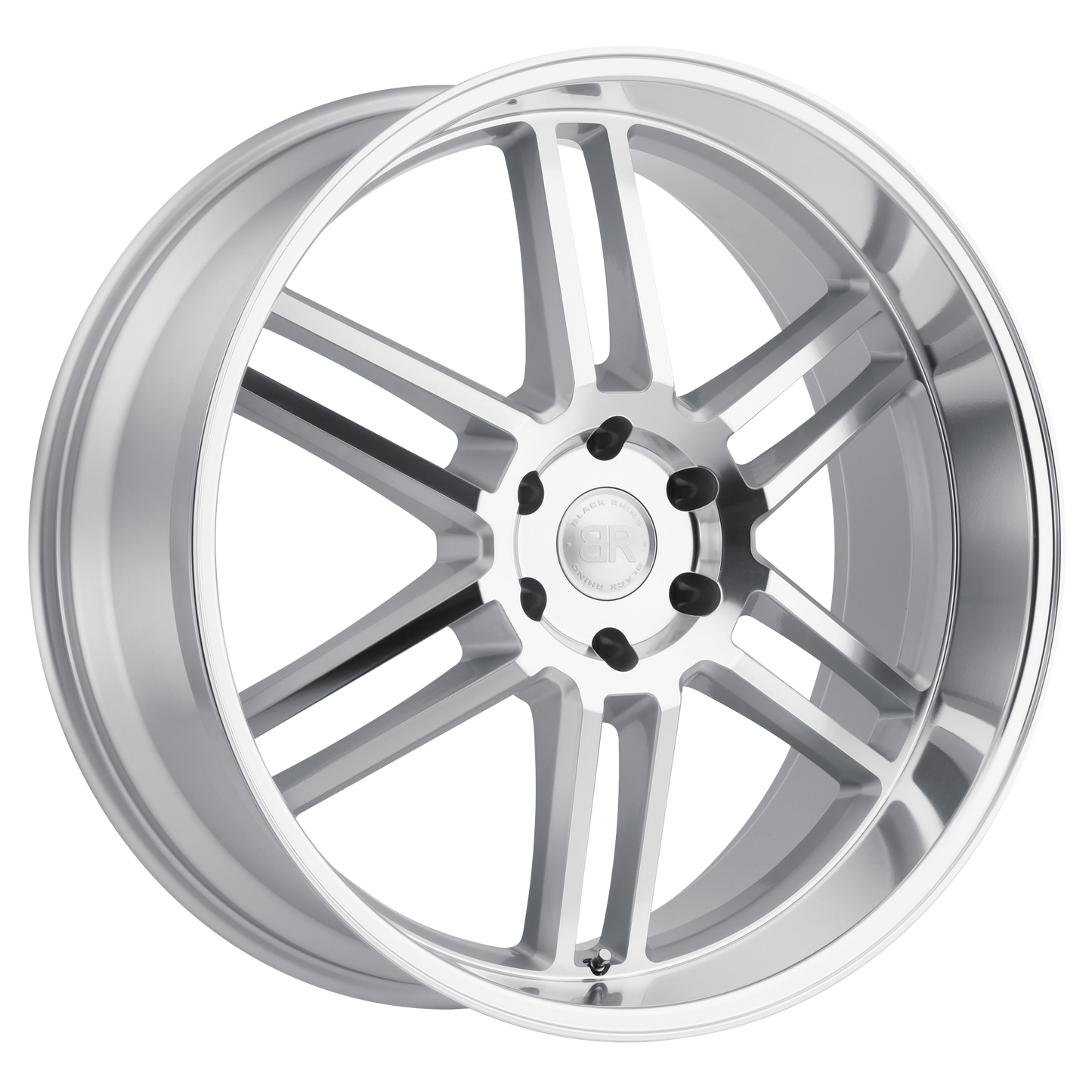 22x10 Black Rhino KATAVI SILVER W/ MIRROR-CUT FACE Wheel 6x5.5 (25mm)