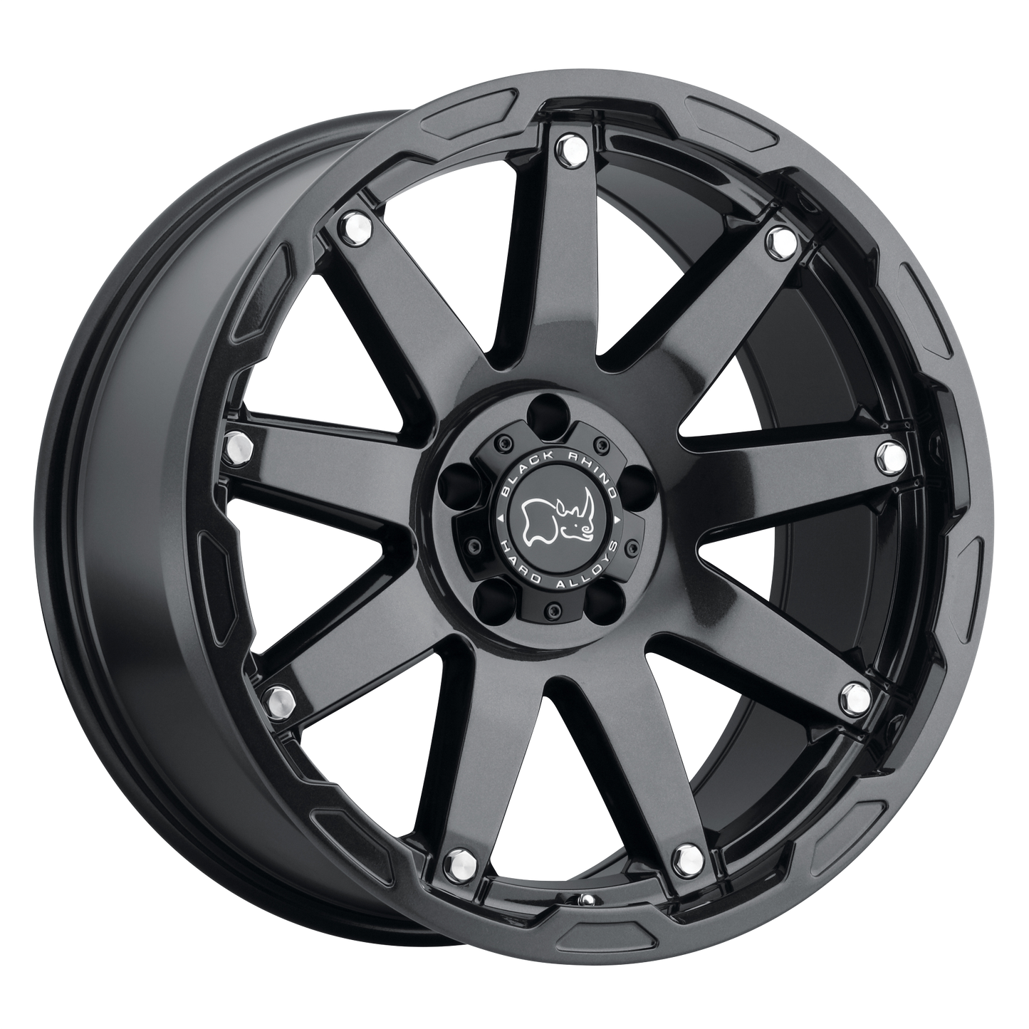 20x12 Black Rhino OCEANO GLOSS GUN BLACK W/ STAINLESS BOLTS Wheel 6x5.5 (-44mm)