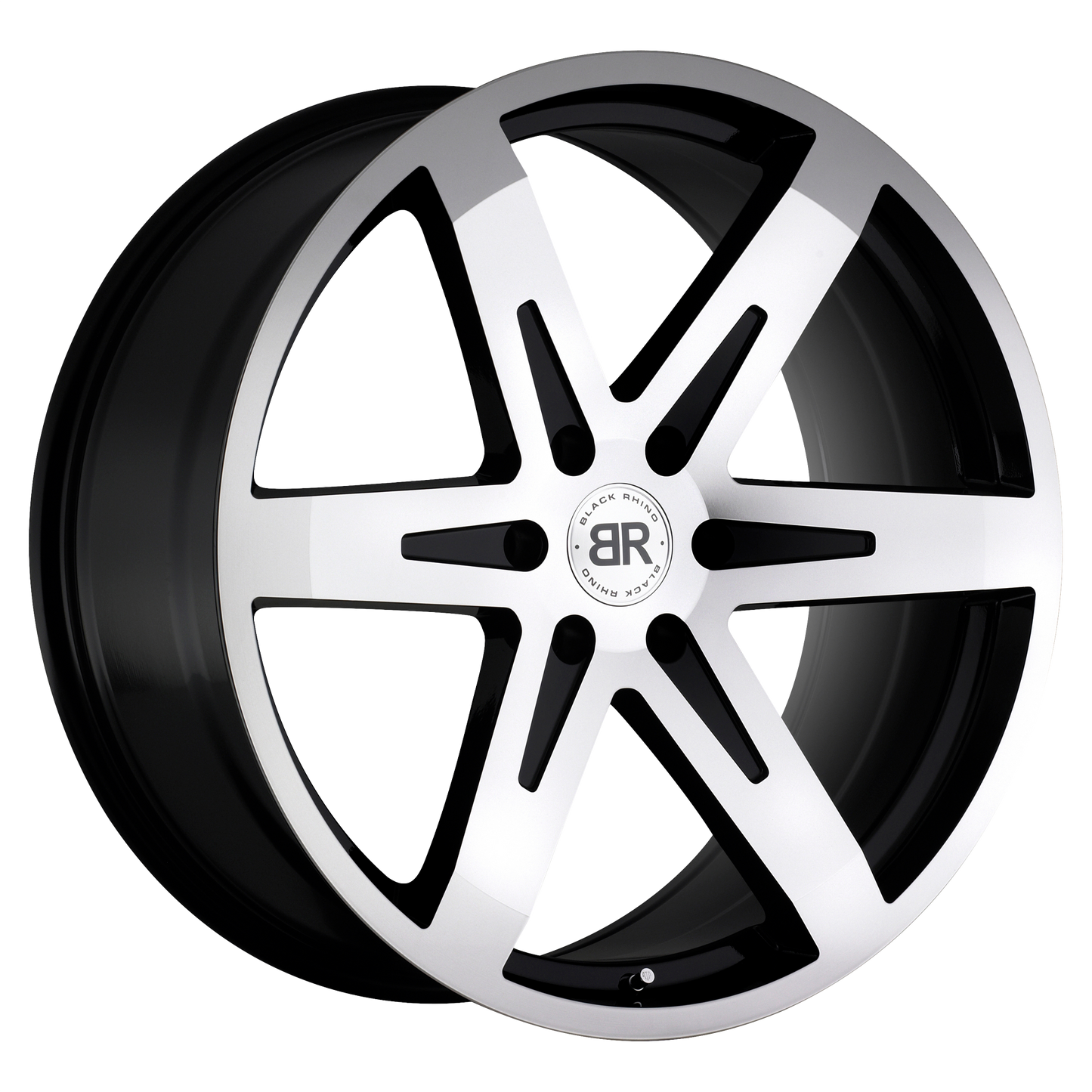 22x9.5 Black Rhino PEAK GLOSS BLACK W/ MIRROR CUT FACE Wheel 6x5.5 (25mm)