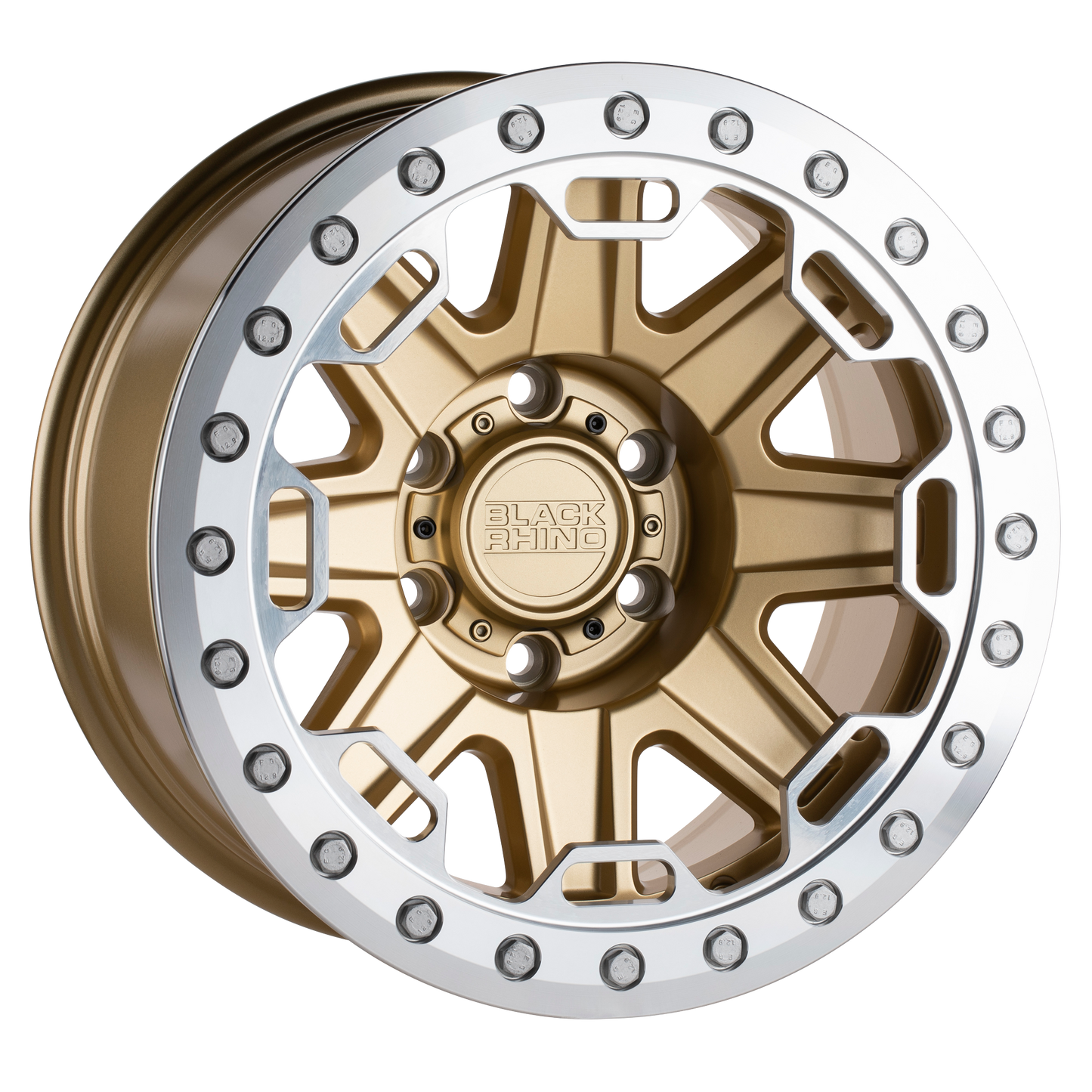 17x8.5 Black Rhino RIFT MATTE GOLD W/ MACHINED RING Wheel 8X6.5 (-38mm)