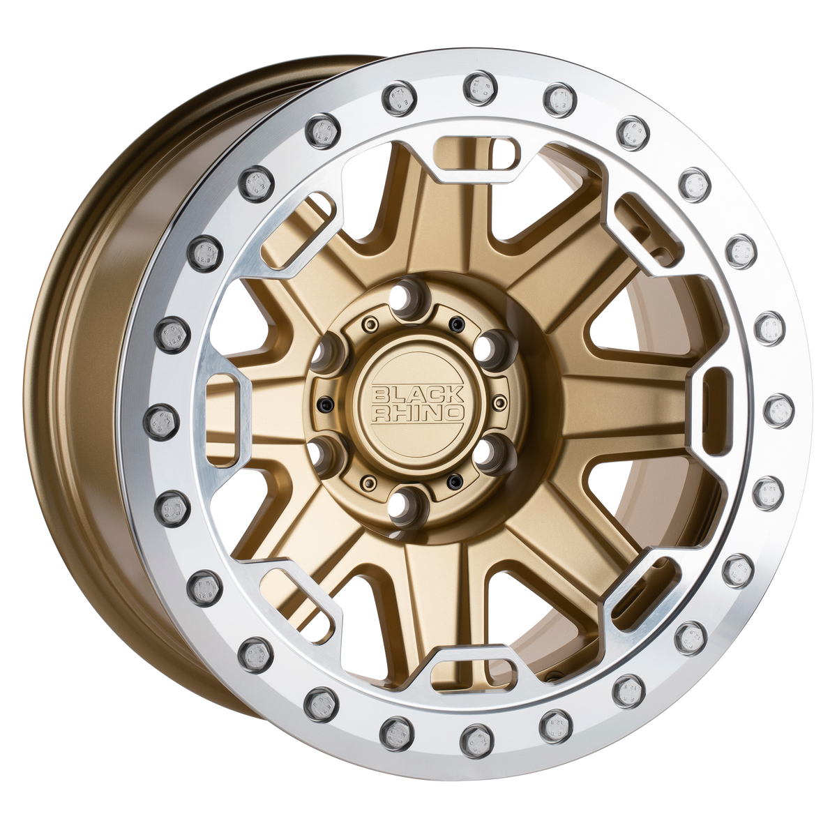 17x8.5 Black Rhino RIFT MATTE GOLD W/ MACHINED RING Wheel 6x5.5 (0mm)