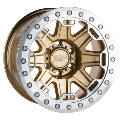 17x8.5 Black Rhino RIFT MATTE GOLD W/ MACHINED RING Wheel 8x170 (-38mm)