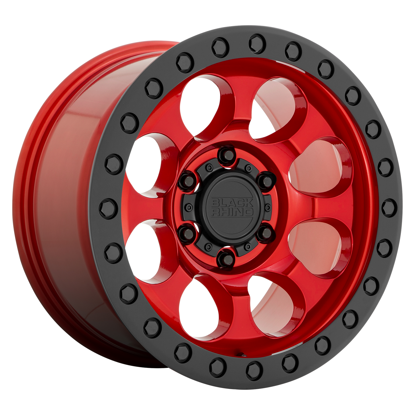 17x8.5 Black Rhino RIOT CANDY RED W/ BLACK RING & BOLTS Wheel 5x5 (-38mm)