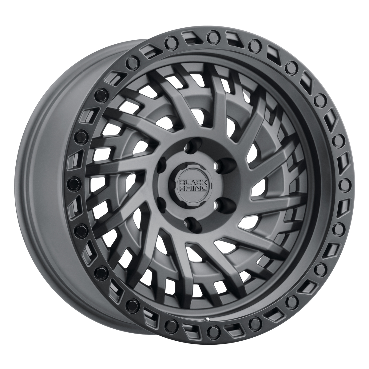 18x9.5 Black Rhino SHREDDER MATTE GUNMETAL W/ BLACK RING Wheel 6x5.5 (12mm)