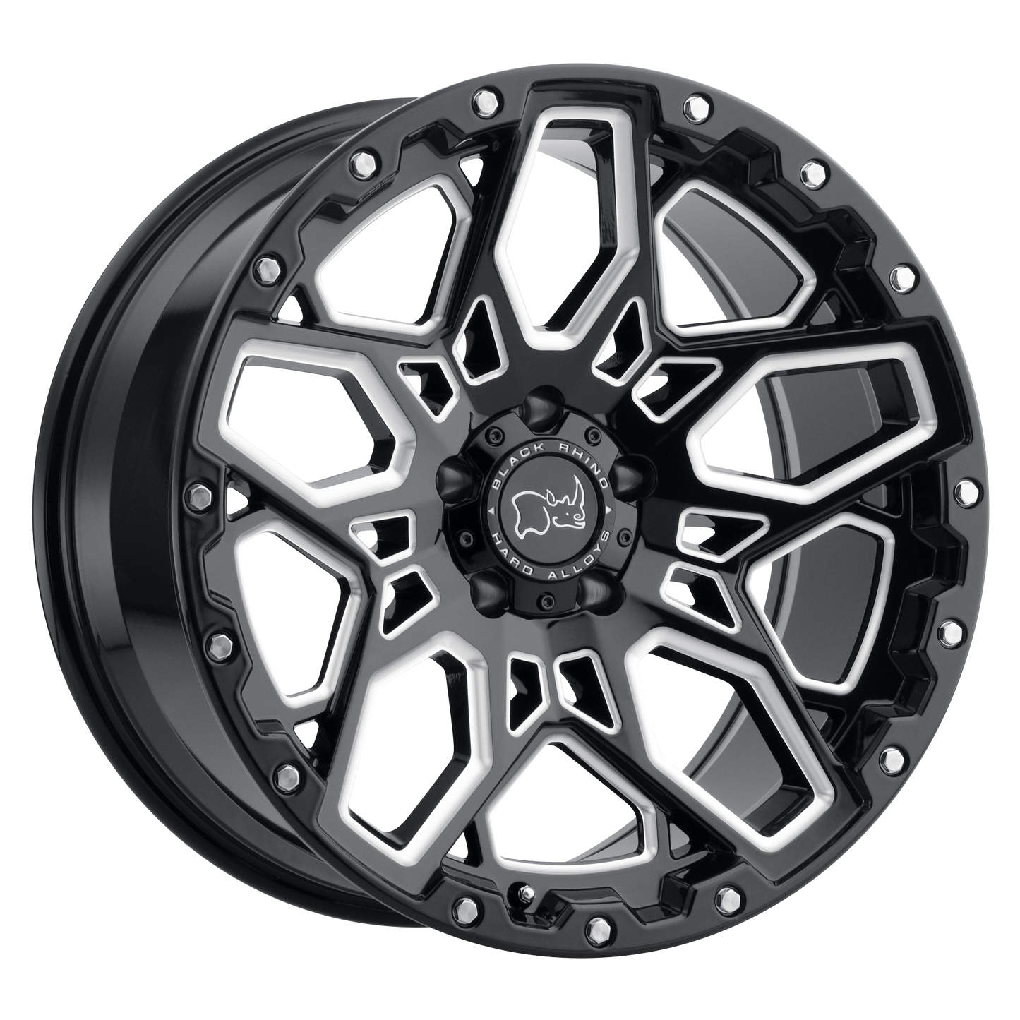 18x9.5 Black Rhino SHRAPNEL GLOSS BLACK W/ MILLED SPOKES Wheel 5x5.5 (0mm)