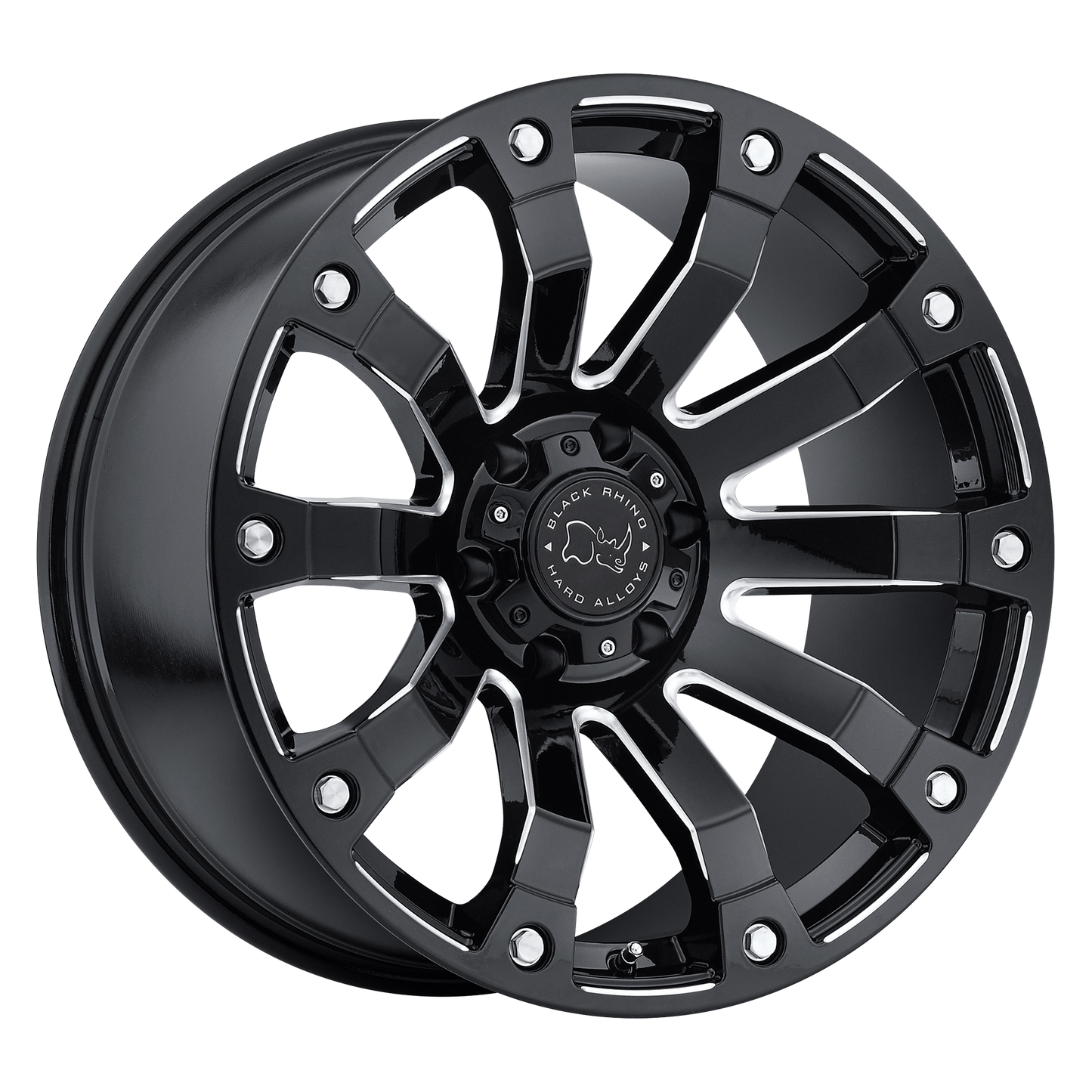 18x9 Black Rhino SELKIRK GLOSS BLACK MILLED Wheel 6x5.5 (-12mm)