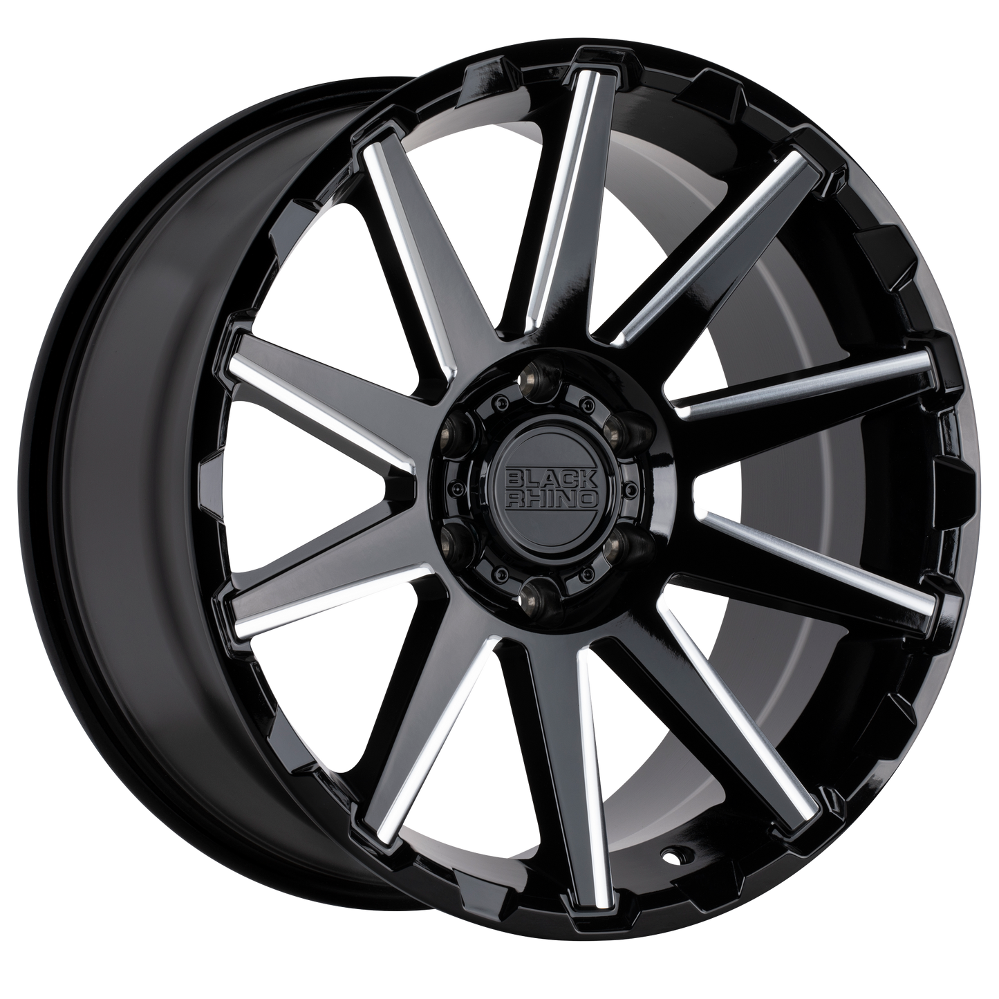 20x9.5 Black Rhino TYPHOON GLOSS BLACK W/ MILLED SPOKES Wheel 5x5 (-18mm)