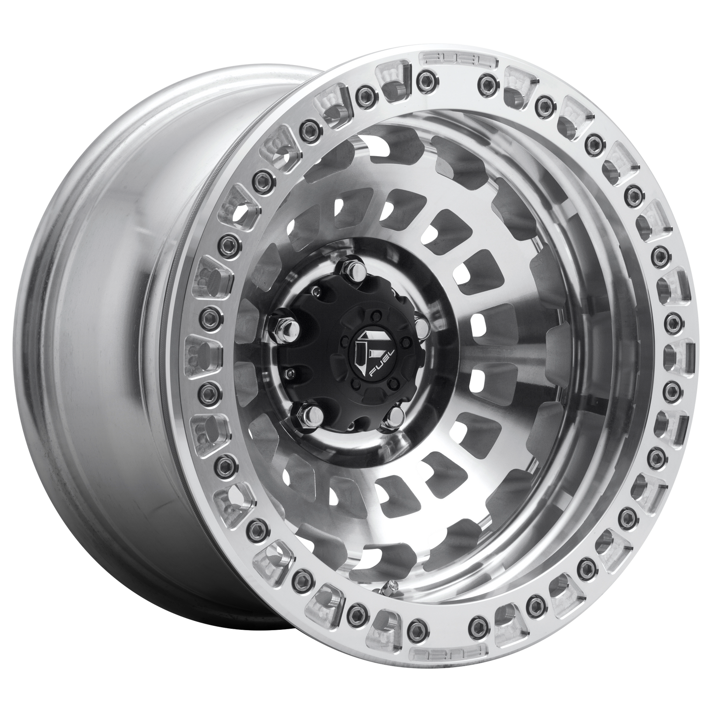 17x9 Fuel D102 Zephyr BEADLOCK Gloss Machined Wheel 5x5 (-15mm)