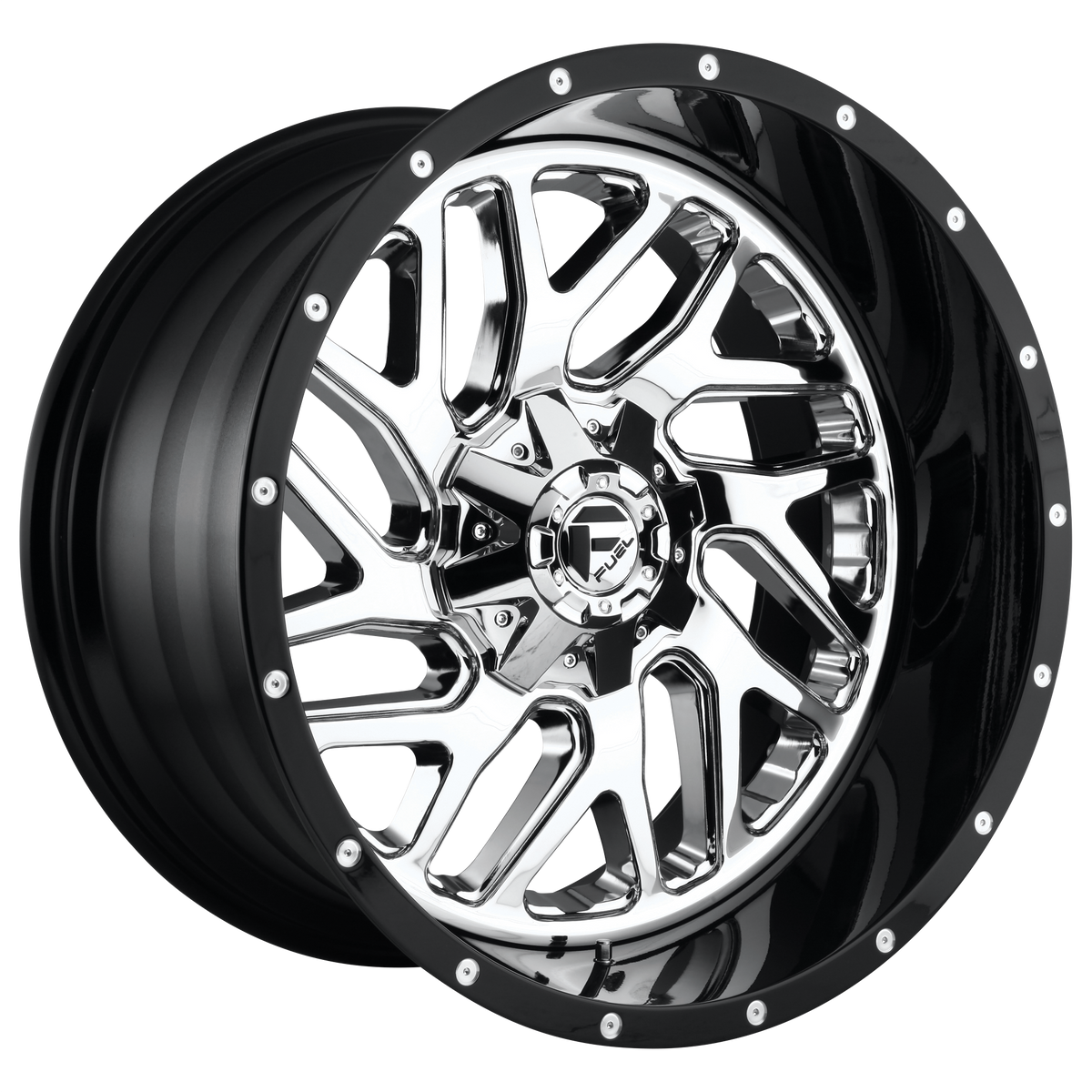 22x12 Fuel D211 Triton Chrome W/Black Lip Wheel 8x180 (-44mm)