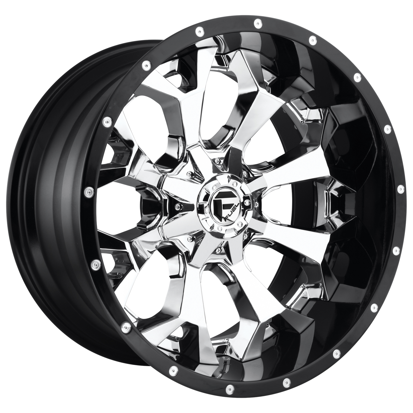 22x14 Fuel D246 Assault Chrome W/Black Lip Wheel Wheel 6x5.5/6x135 (-70mm)