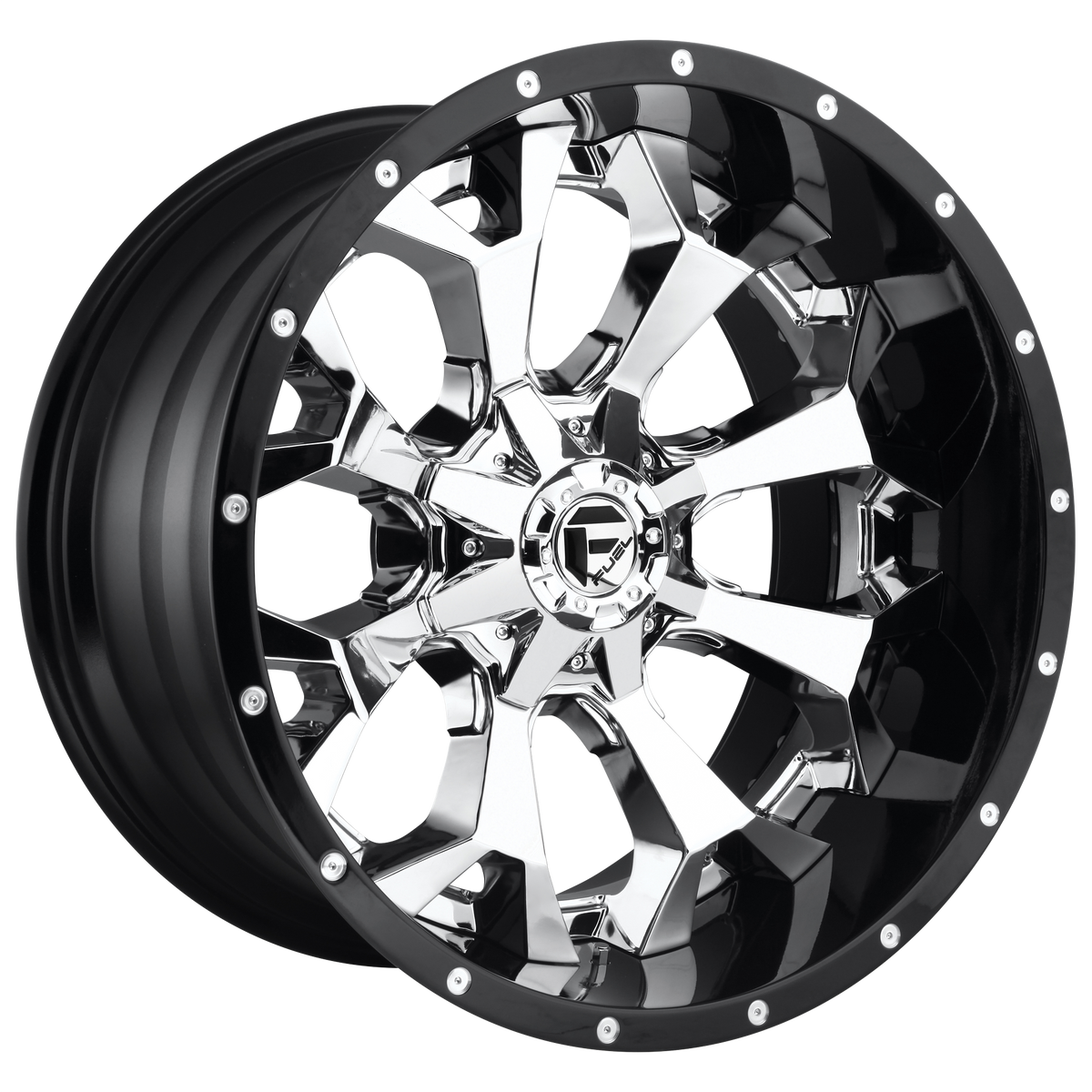 22x14 Fuel D246 Assault Chrome W/Black Lip Wheel Wheel 6x5.5/6x135 (-70mm)