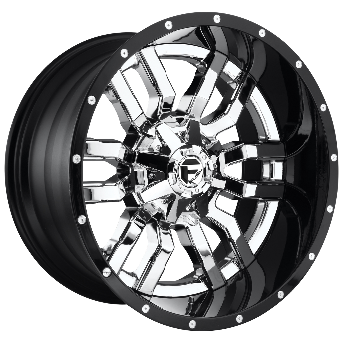 22x10 Fuel D270 Sledge Chrome W/Black Lip Wheel 8x180 (-13mm)