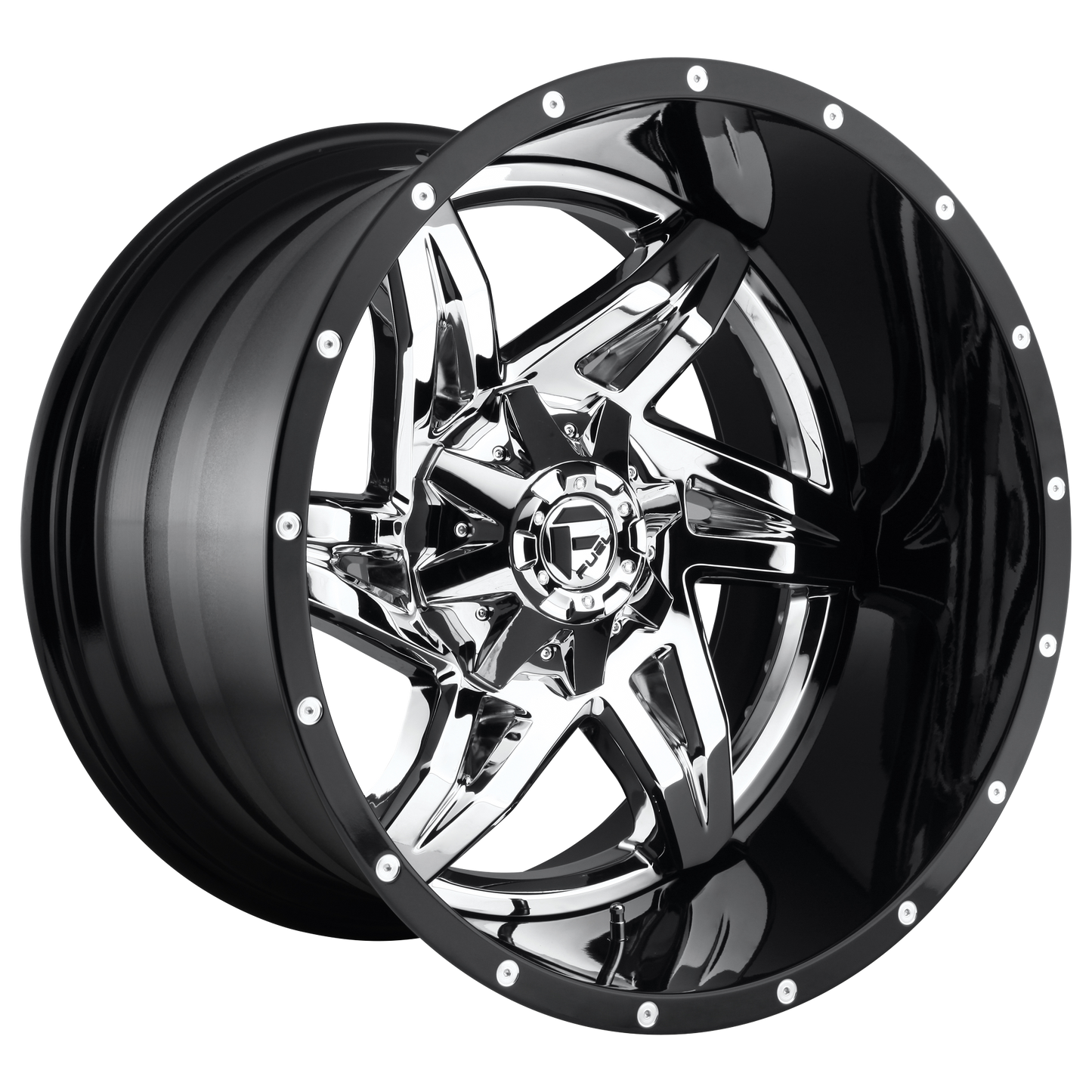 22x10 Fuel D272 Rocker Chrome W/Black Lip Wheel 8x6.5 (-13mm)