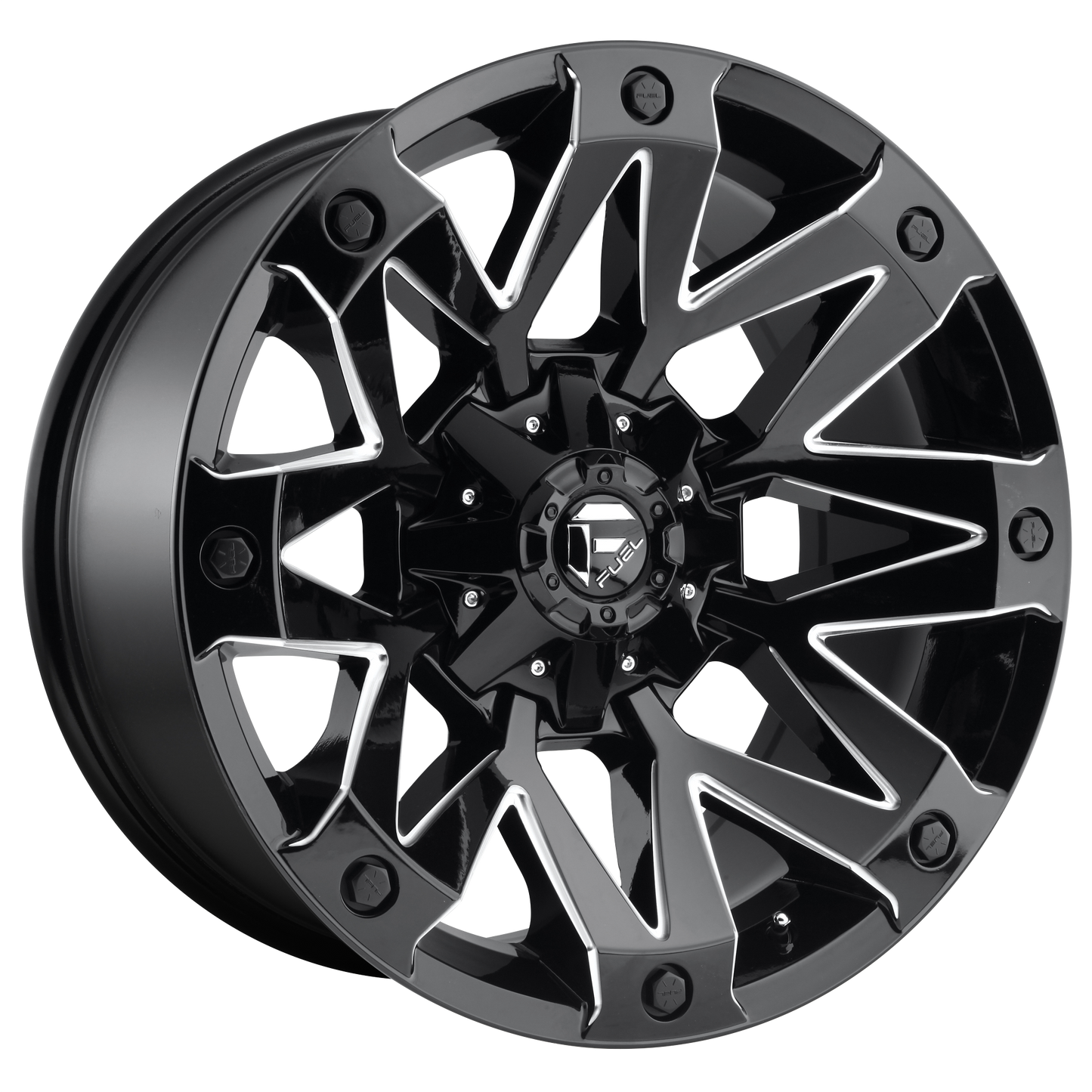 20x10 Fuel D555 Ambush Gloss Black & Milled Wheel 8x180 (-18mm)