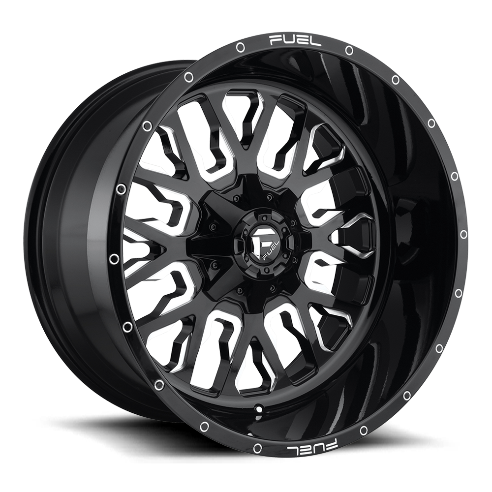22x10 Fuel D611 STROKE GLOSS BLACK MILLED Wheel 8x180 (10mm)