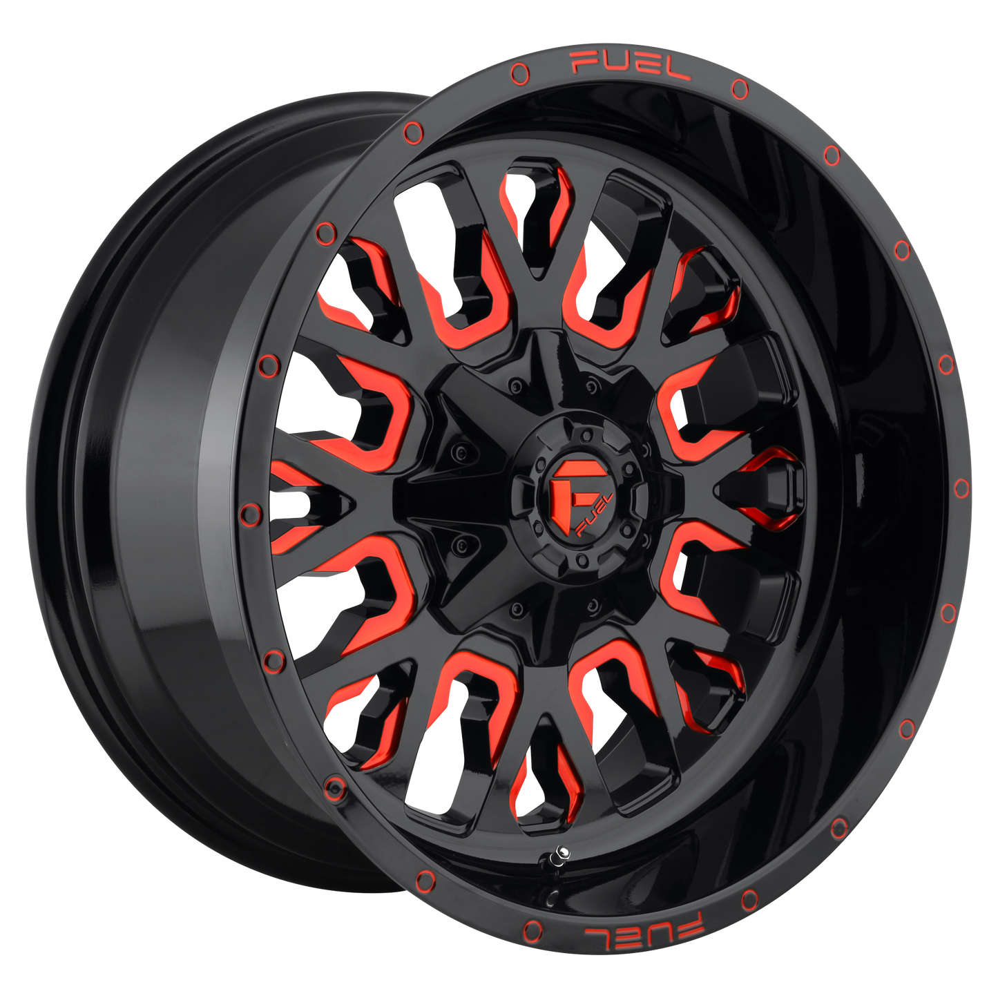 20x9 Fuel D612 STROKE GLOSS BLACK RED TINTED CLEAR Wheel 8x170 (20mm)
