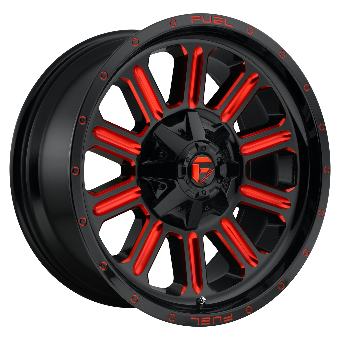 22x10 Fuel D621 HARDLINE GLOSS BLACK RED TINTED CLEAR Wheel 8x170 (-18mm)