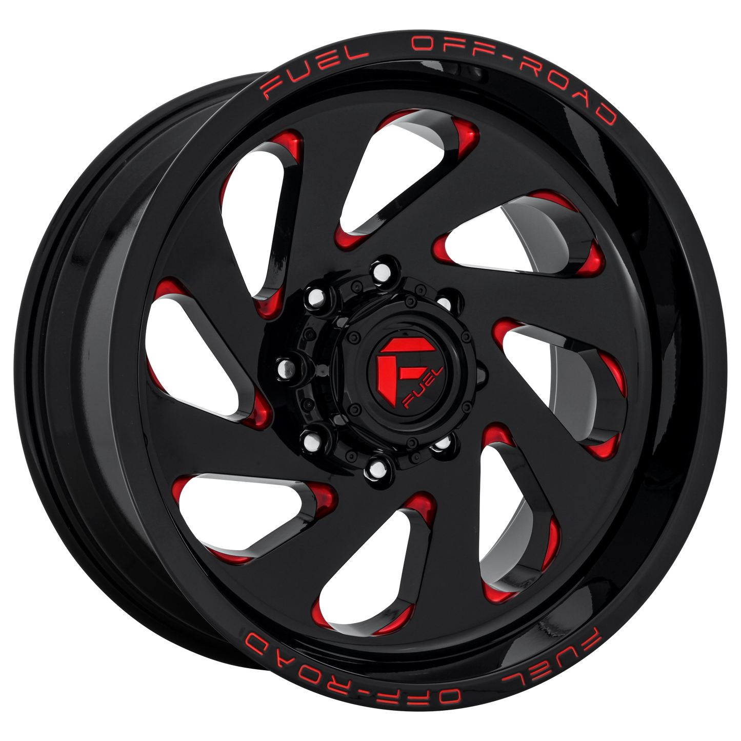 20x12 Fuel D638 VORTEX GLOSS BLACK RED TINTED CLEAR Wheel 6x5.5 (-45mm)