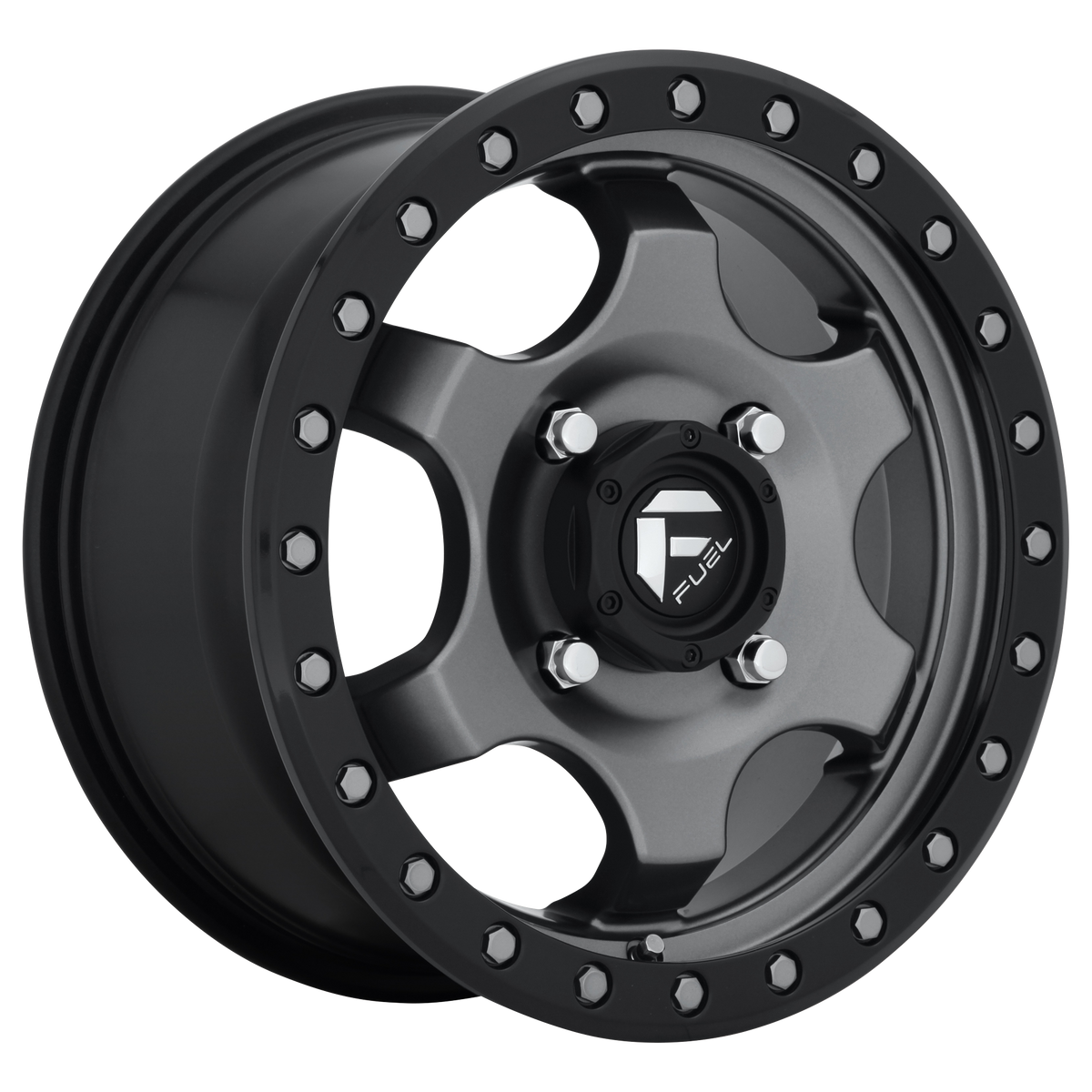 15x7 Fuel UTV D640 GATLING MATTE GUN METAL BLACK BEAD RING Wheel 4x156 (55mm)