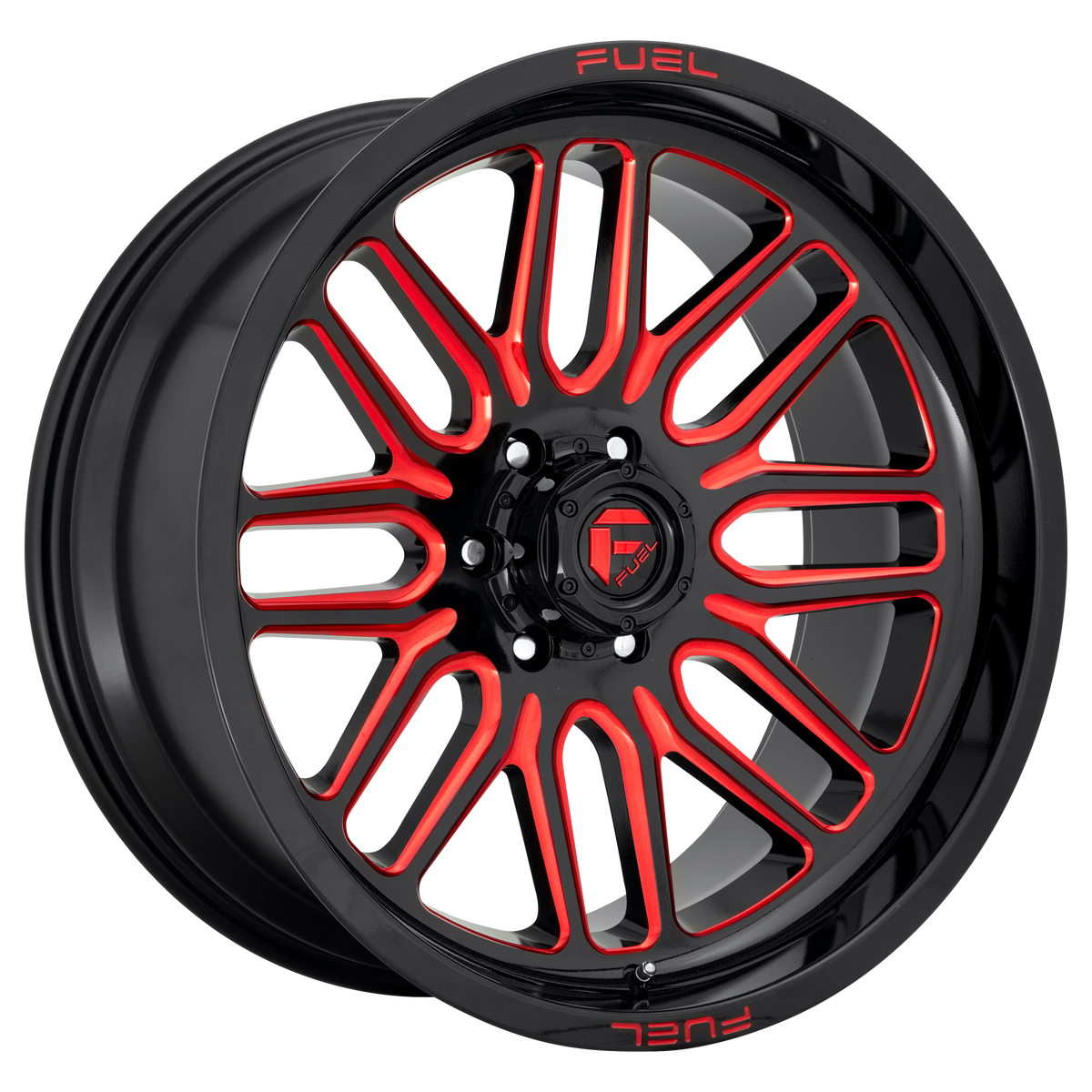 20x10 Fuel D663 IGNITE GLOSS BLACK RED TINTED CLEAR Wheel 8x170 (-18mm)