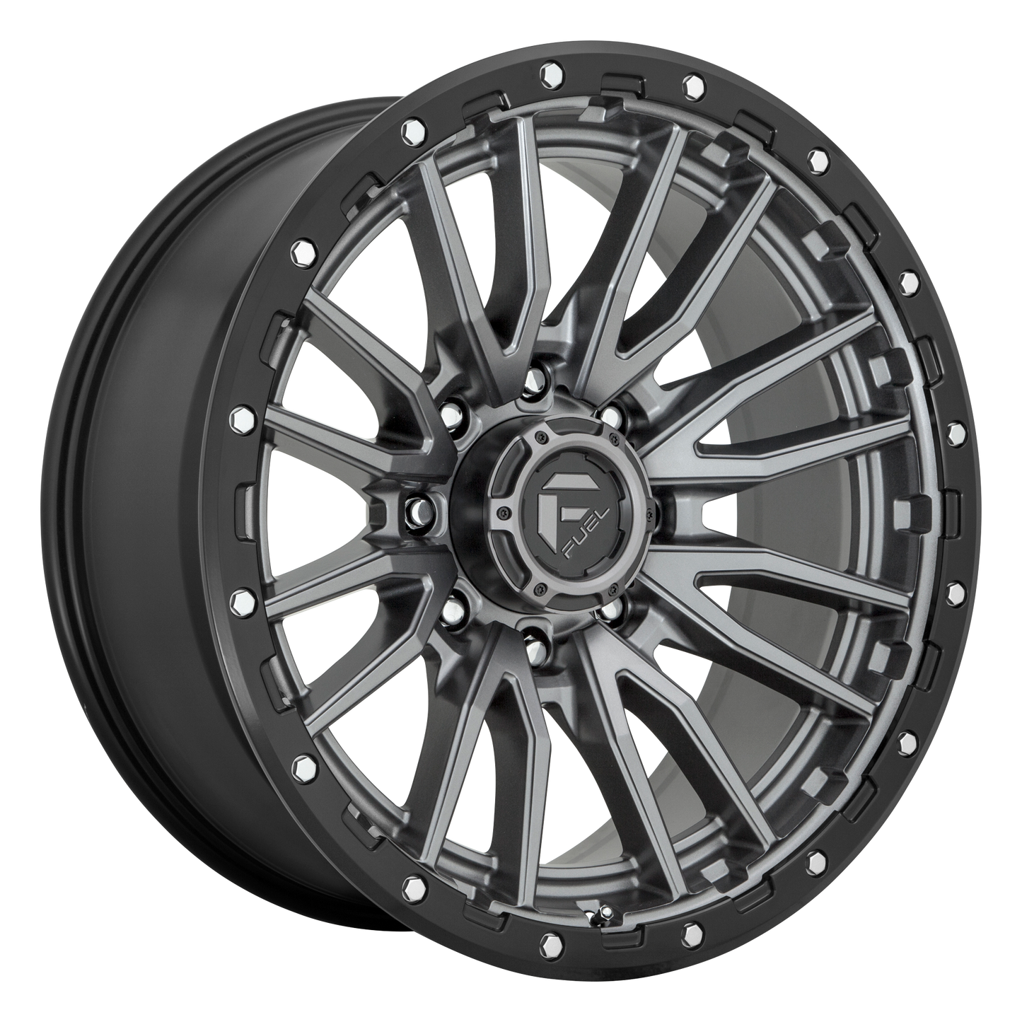 22x12 Fuel D680 REBEL MATTE GUN METAL BLACK BEAD RING Wheel 8x180 (-44mm)