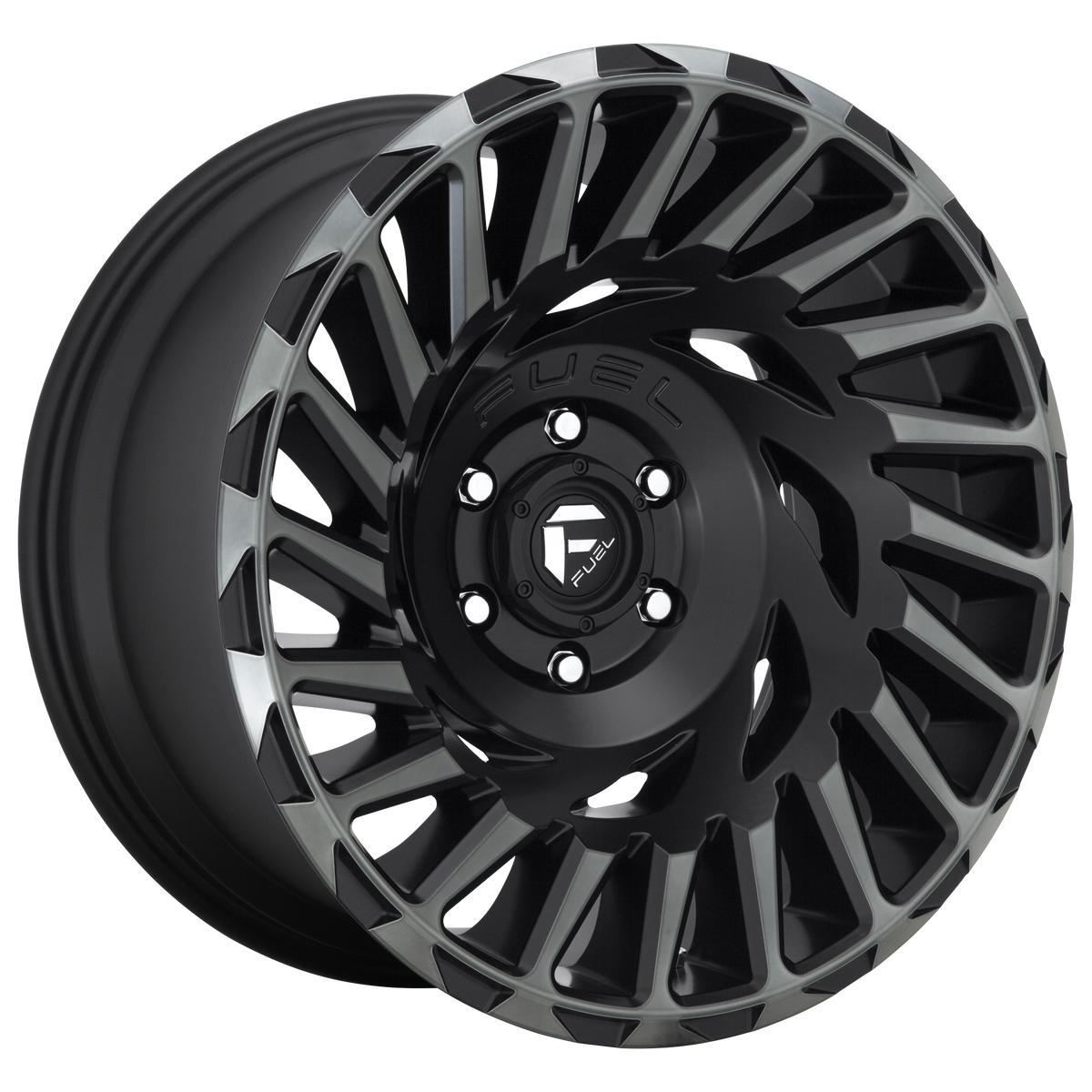 18x9 Fuel D683 CYCLONE MATTE MACHINED DOUBLE DARK TINT Wheel 5x5 (-12mm)
