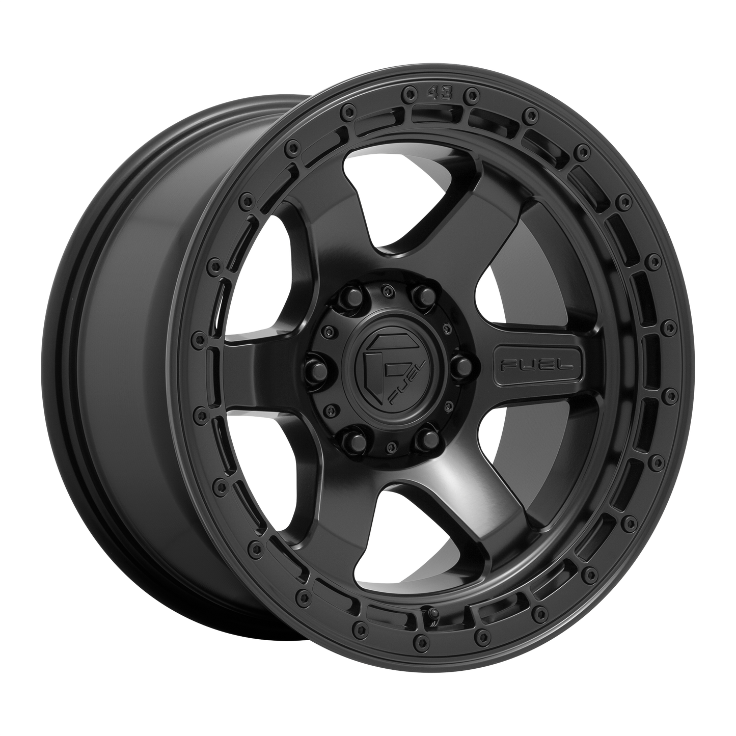 17x9 Fuel D750 BLOCK Matte Black With Black Ring Wheel 6x120 (1mm)