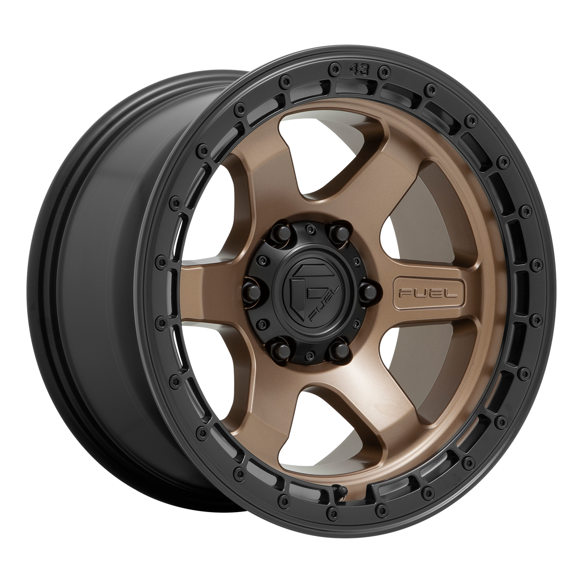 18x9 Fuel D751 BLOCK Matte Bronze With Black Ring Wheel 6x135 (1mm)
