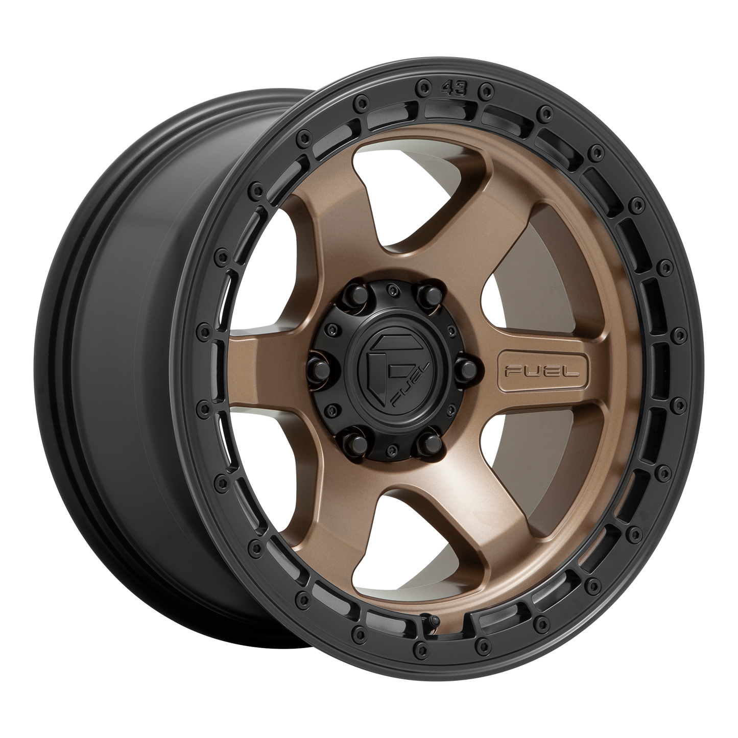 18x9 Fuel D751 BLOCK Matte Bronze With Black Ring Wheel 6x120 (1mm)