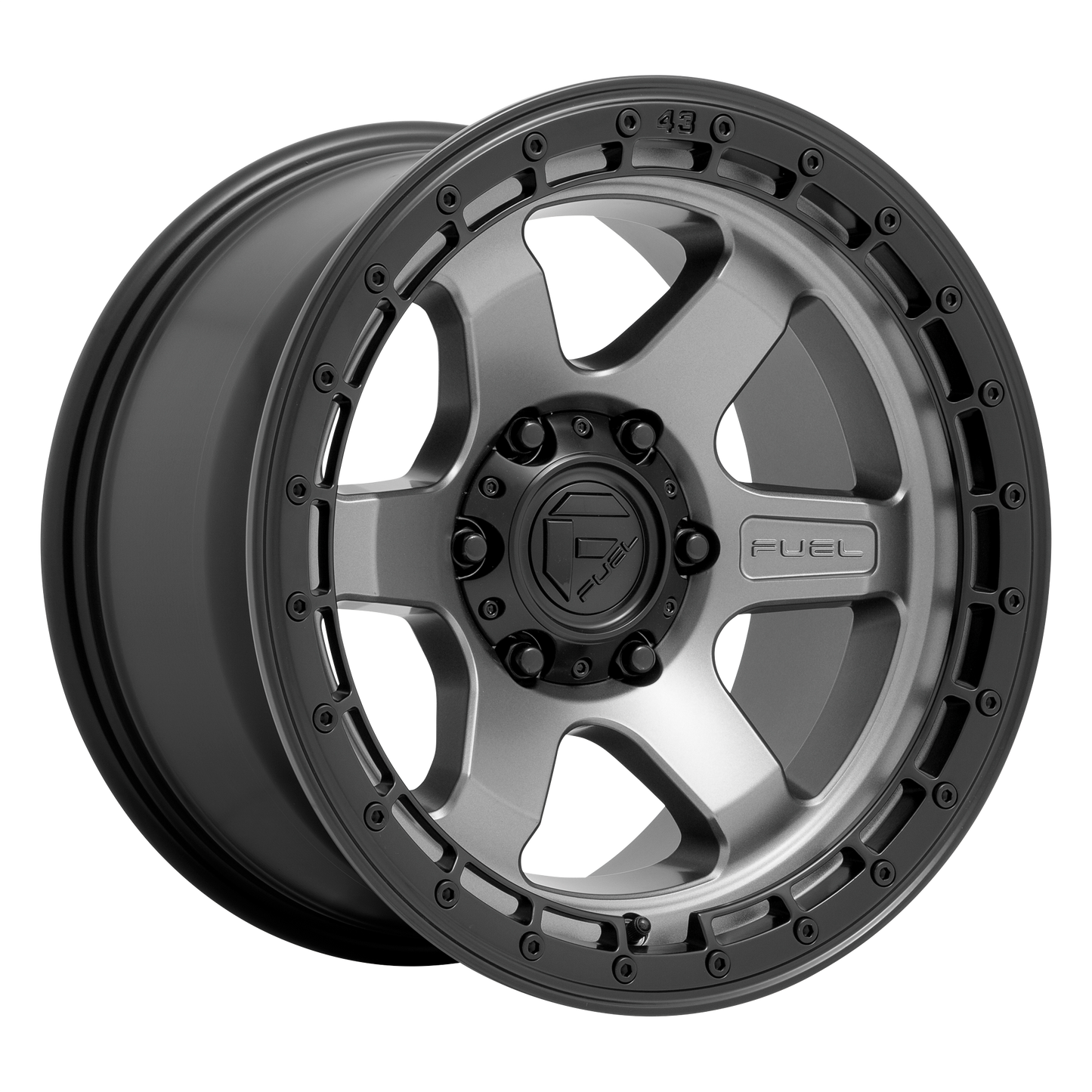 18x9 Fuel D752 BLOCK Matte Gunmetal With Black Ring Wheel 6x135 (-12mm)
