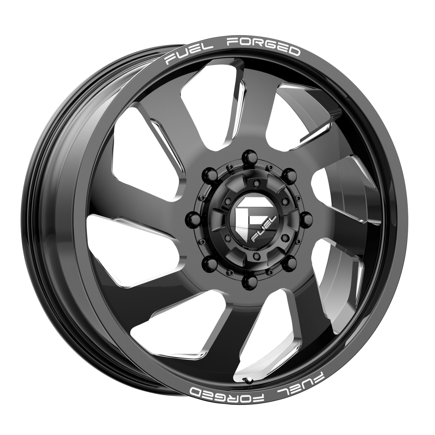 20x8.25 Fuel Mono DD39 FF39D Gloss Black Mill DUALLY Rear Wheel 8x200 (-202mm)