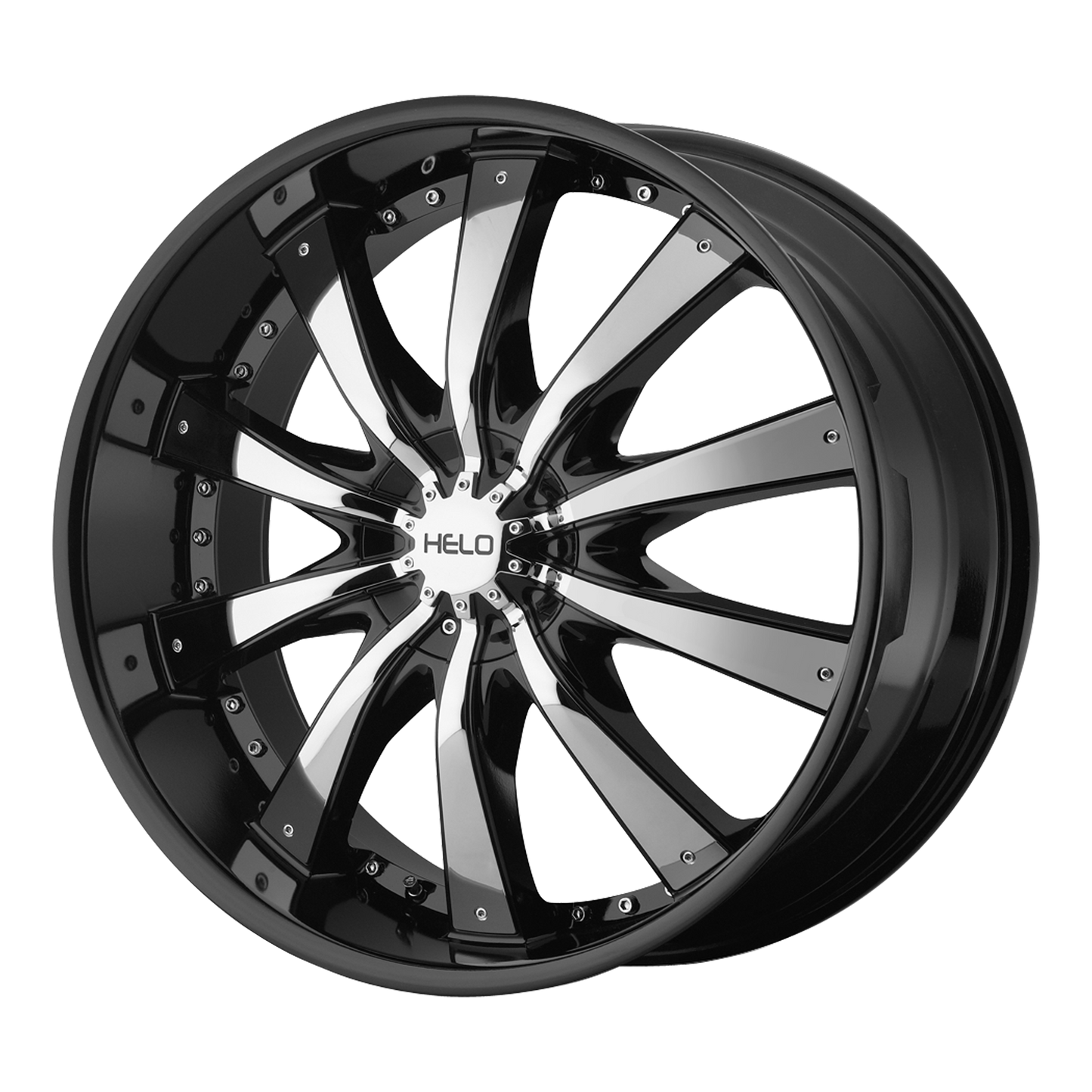 20x8.5 Helo HE875 Gloss Blk W/ Removable Chrome Accents Wheel 5x4.5/5x5 (38mm)
