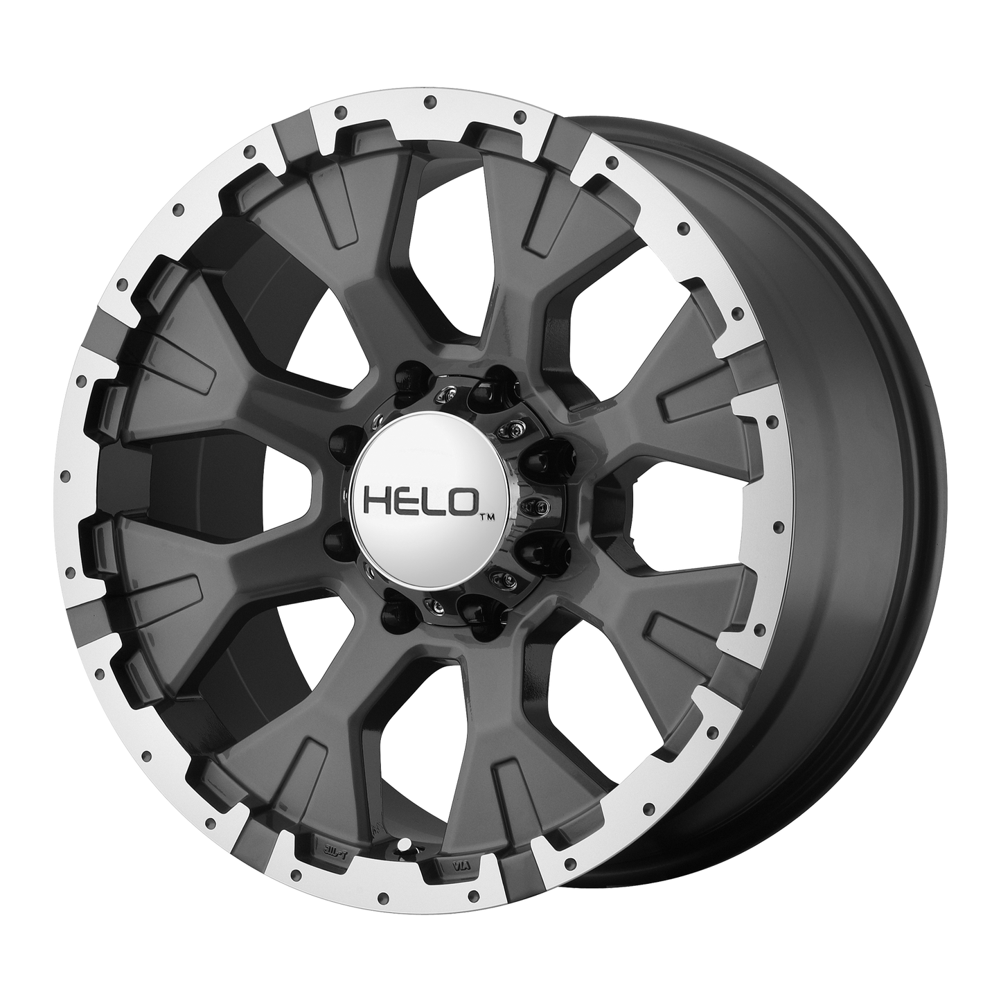 17x9 Helo HE878 Dark Silver With Machined Flange Wheel 8x6.5 (-12mm)