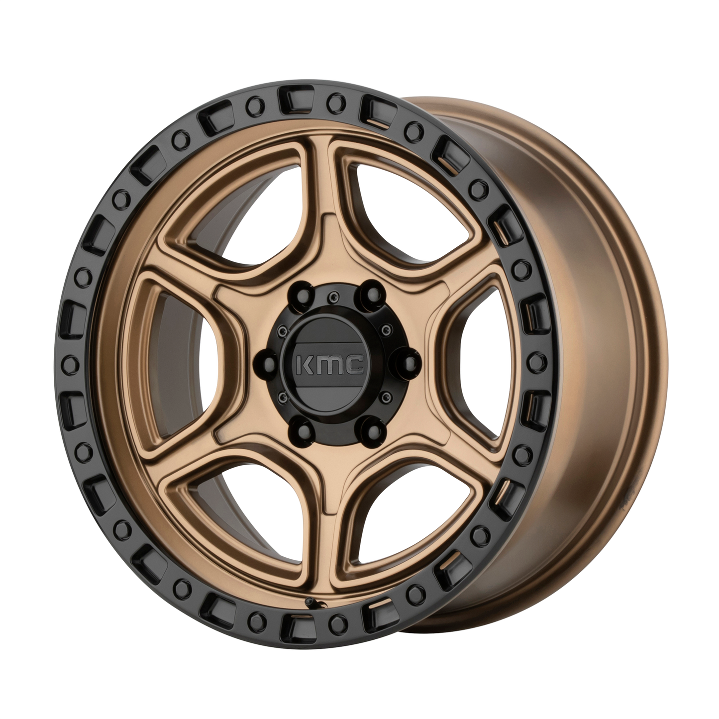 18x8.5 KMC KM539 PORTAL Satin Bronze Satin Black Lip Wheel 5x5 (0mm)
