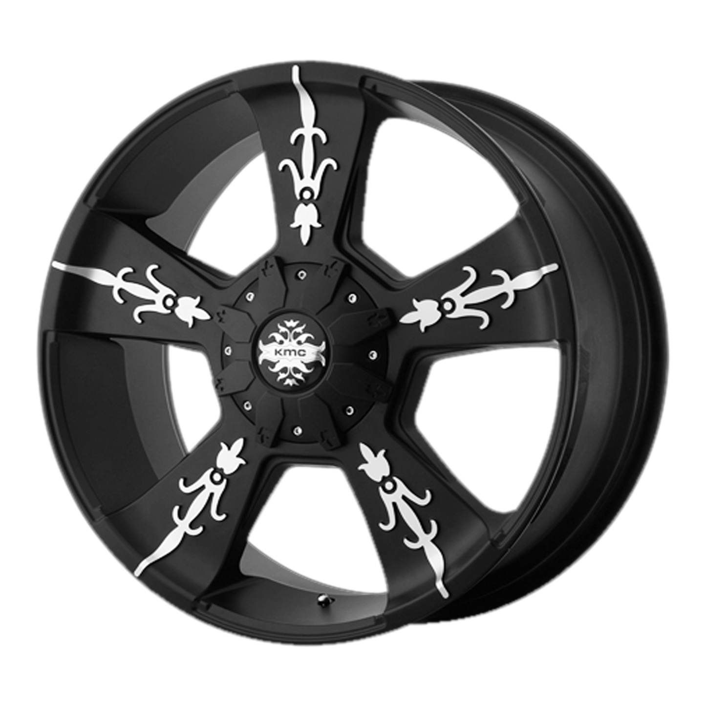 22x9 KMC KM668 VANDAL Matte Black With Machined Face Wheel 8X6.5 (18mm)