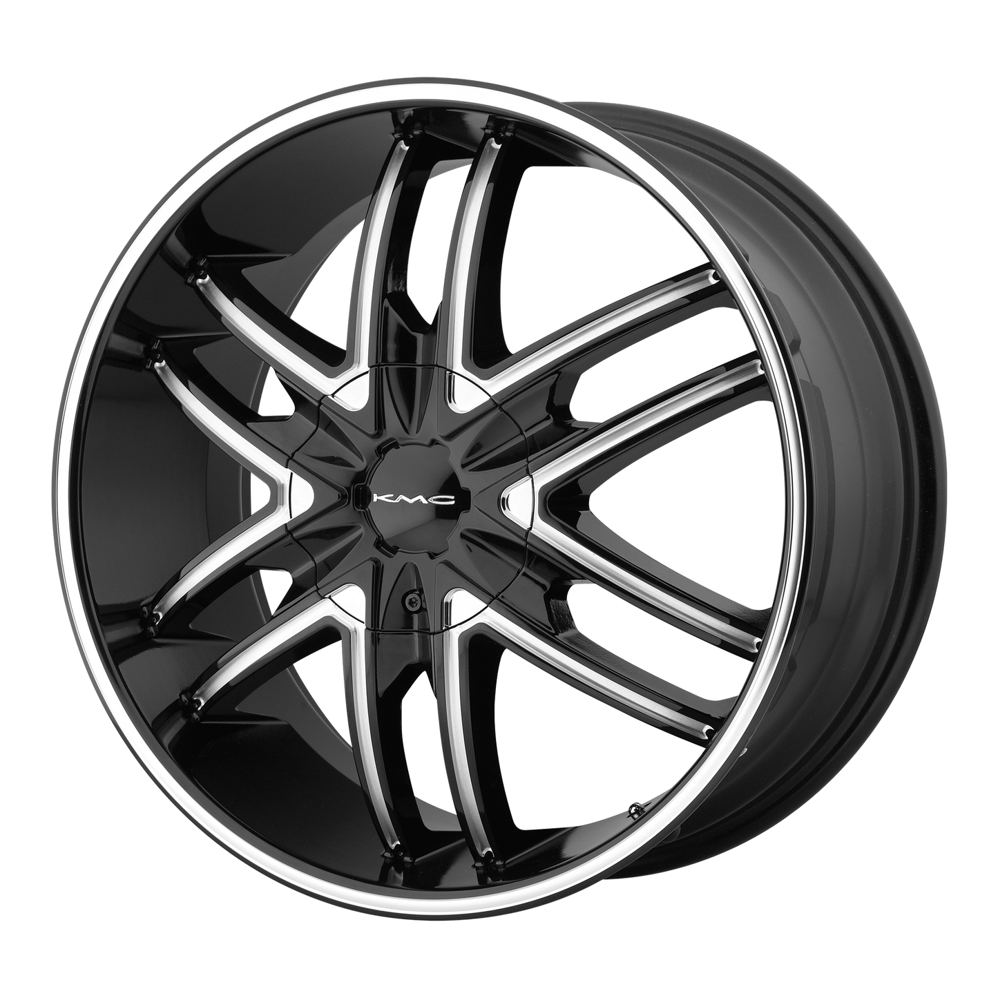 20x8.5 KMC KM678 Gloss Black With Milled Spokes Wheel 5x4.5/5x5 (38mm)