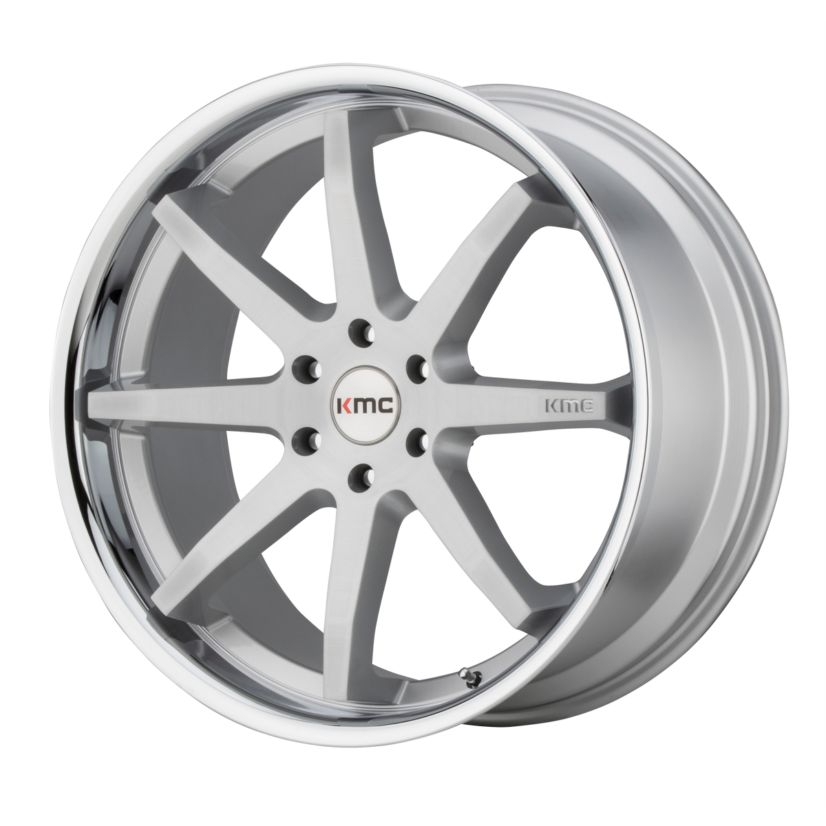 24x10 KMC KM715 REVERB Brushed Silver Chrome Lip Wheel 6x5.5 (30mm)