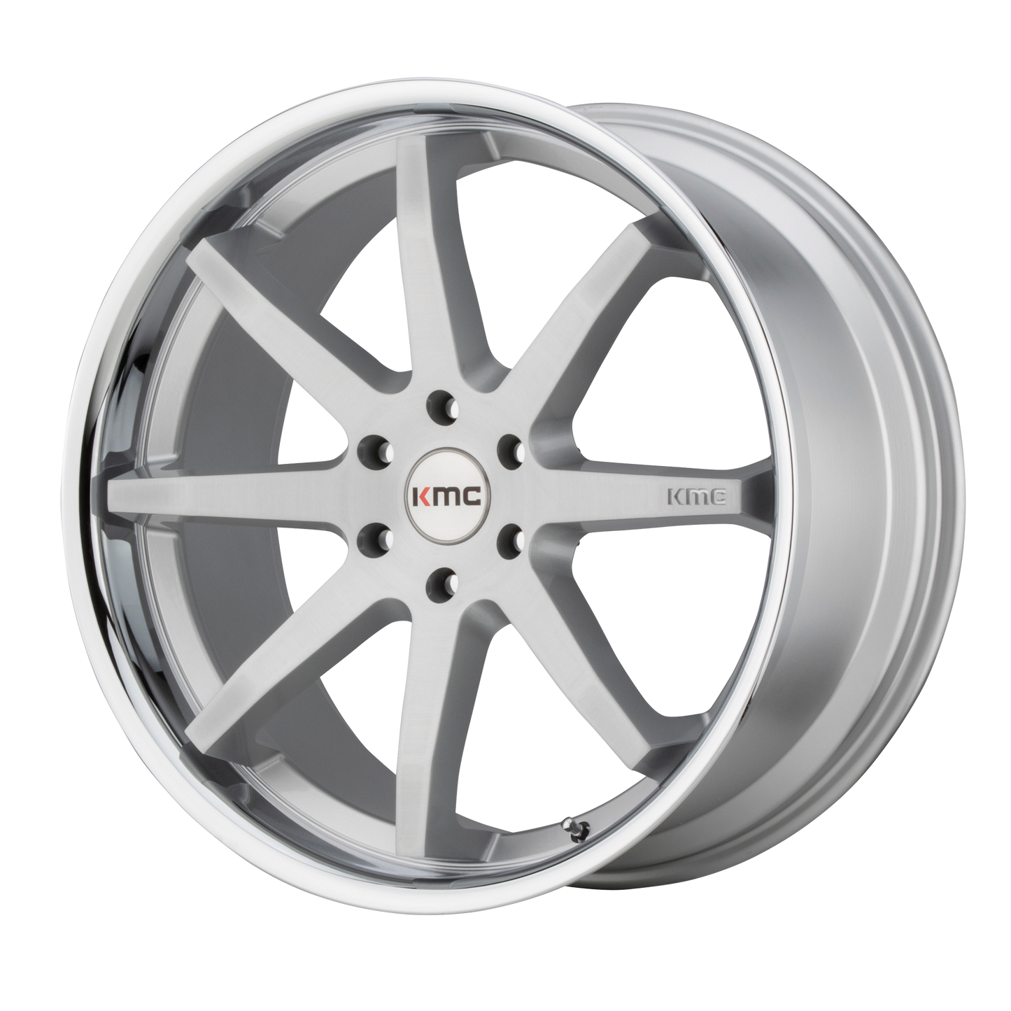 24x10 KMC KM715 REVERB Brushed Silver Chrome Lip Wheel 6x5.5 (30mm)