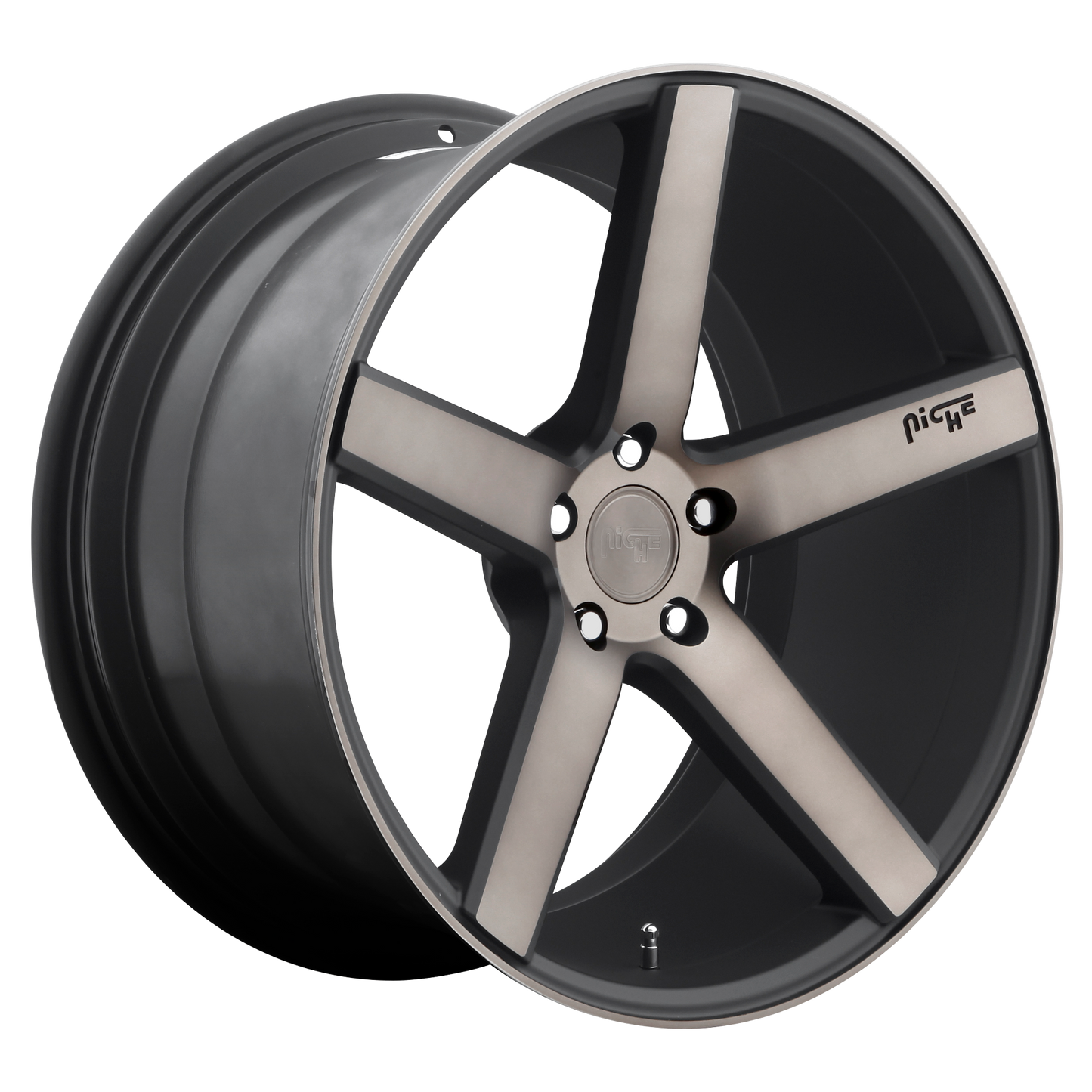 19x8.5 Niche M134 MILAN MATTE BLACK MACH W/ DBL DK TINT Wheel 5x100 (35mm)