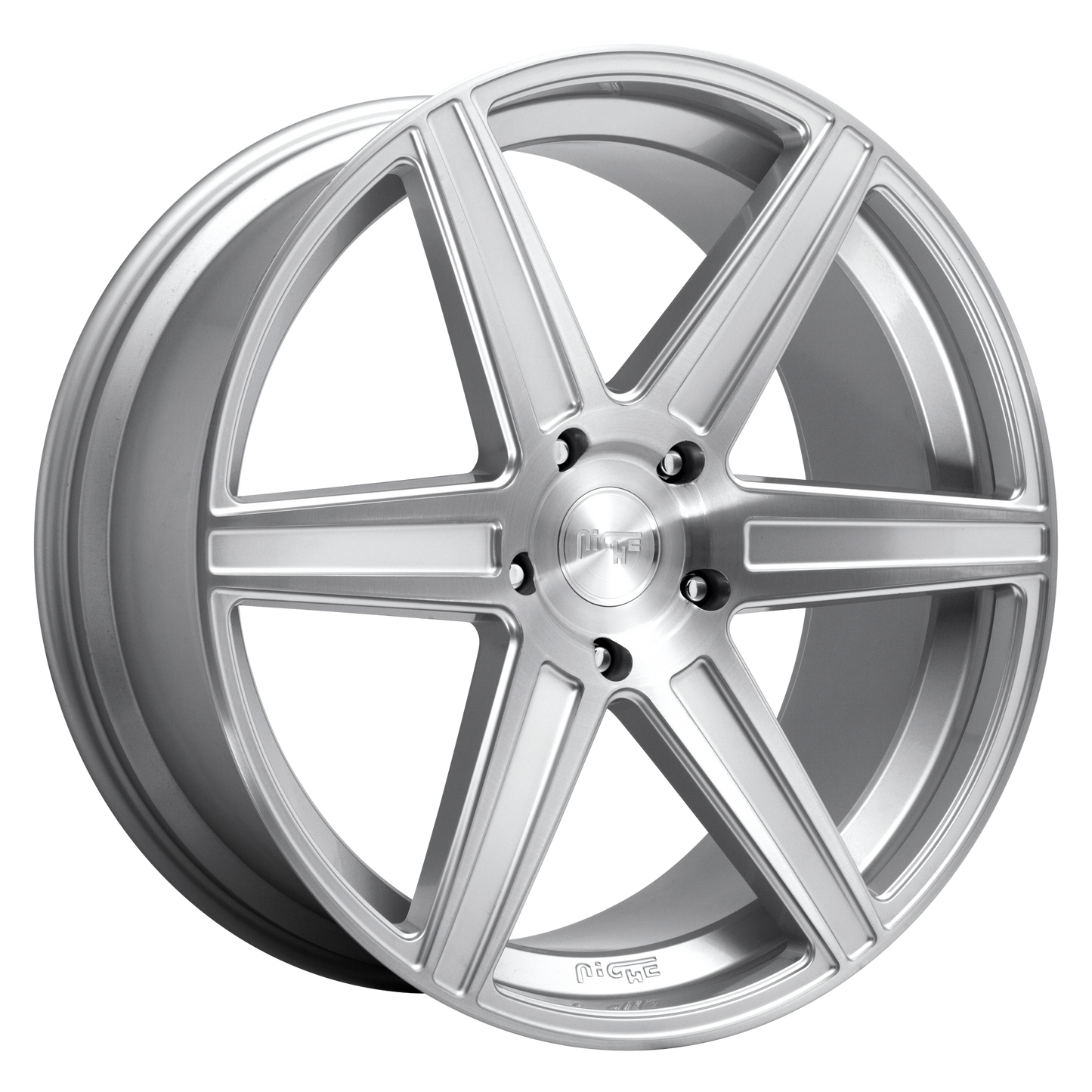 24x10 Niche M235 CARINA GLOSS SILVER BRUSHED Wheel 6x5.5 (30mm)